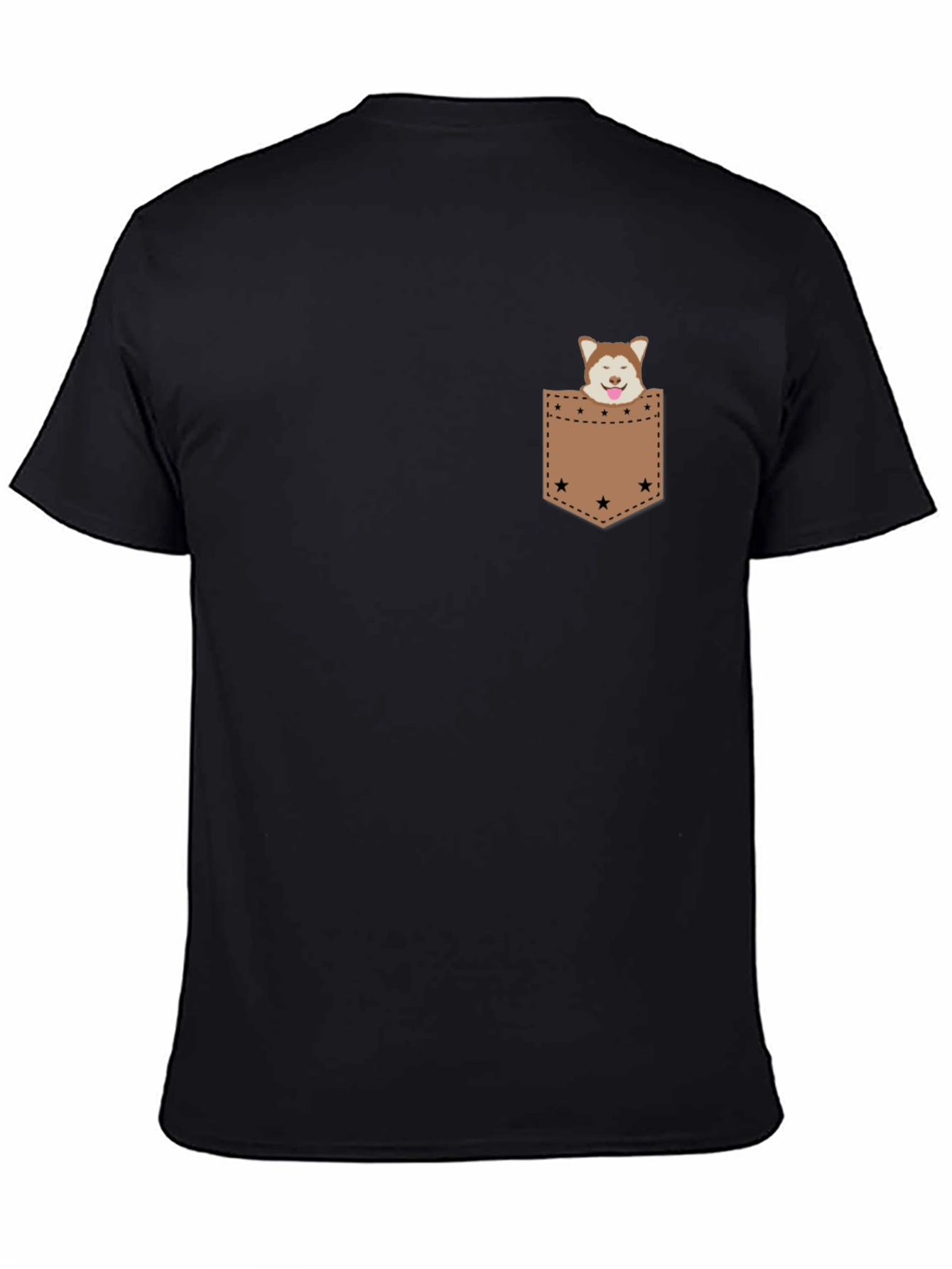Dog in Pocket Tee - Casual Graphic T-Shirt