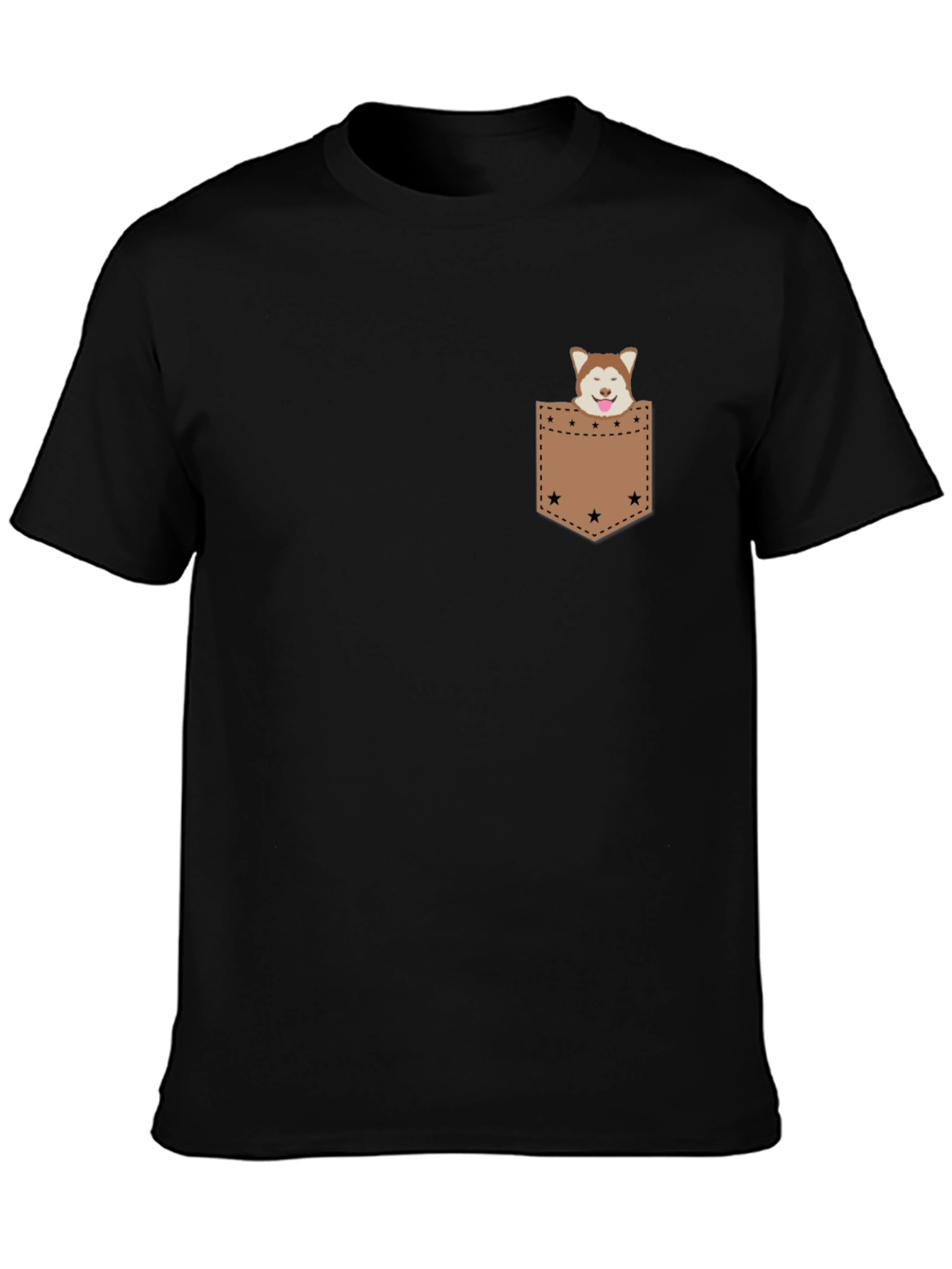 Dog in Pocket Tee - Casual Graphic T-Shirt