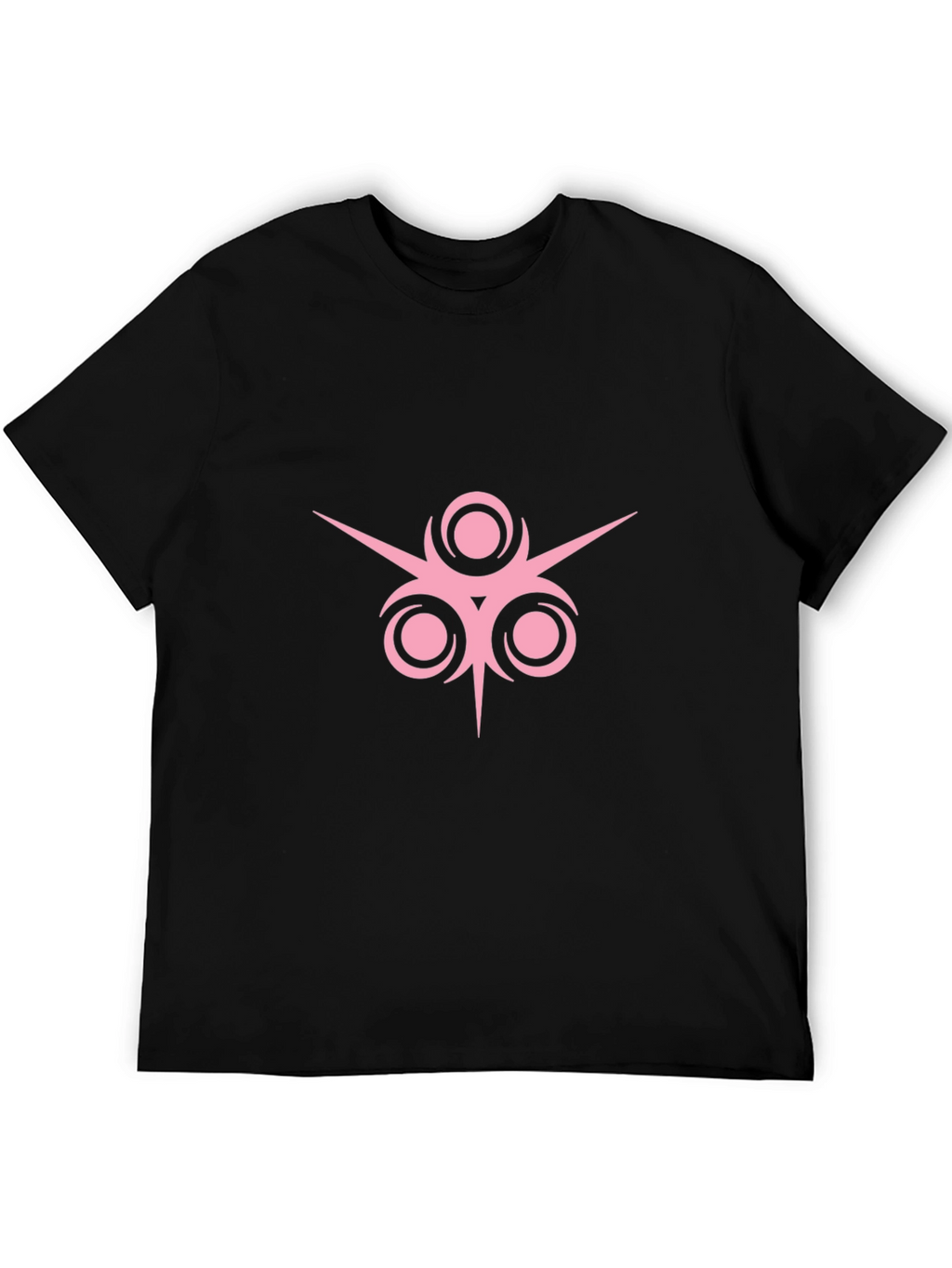 Black T-Shirt with Pink Geometric Design