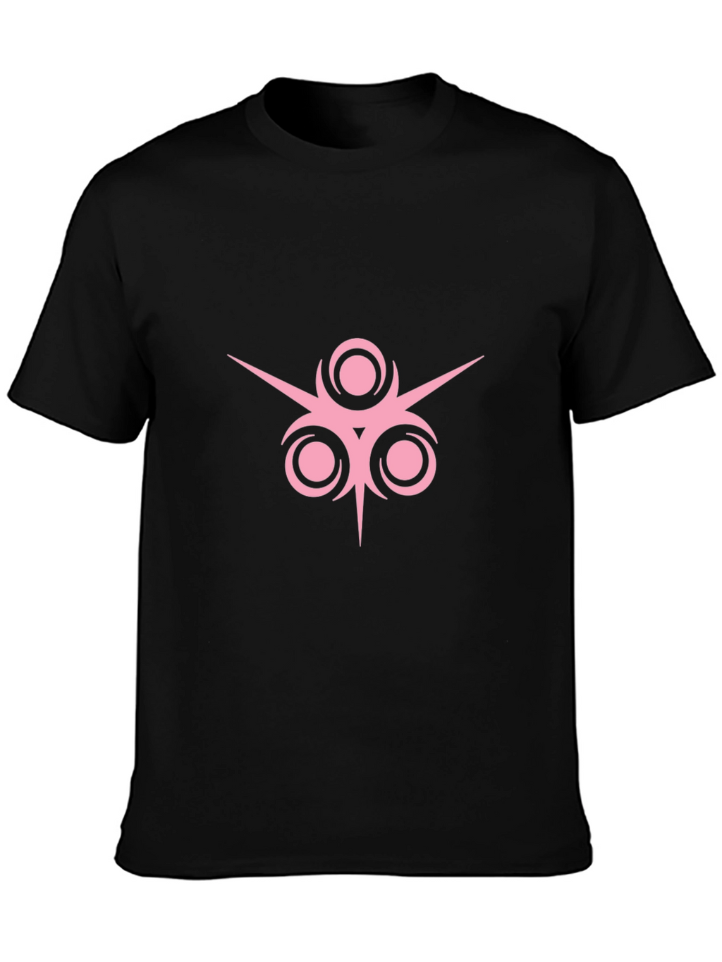 Black T-Shirt with Pink Geometric Design