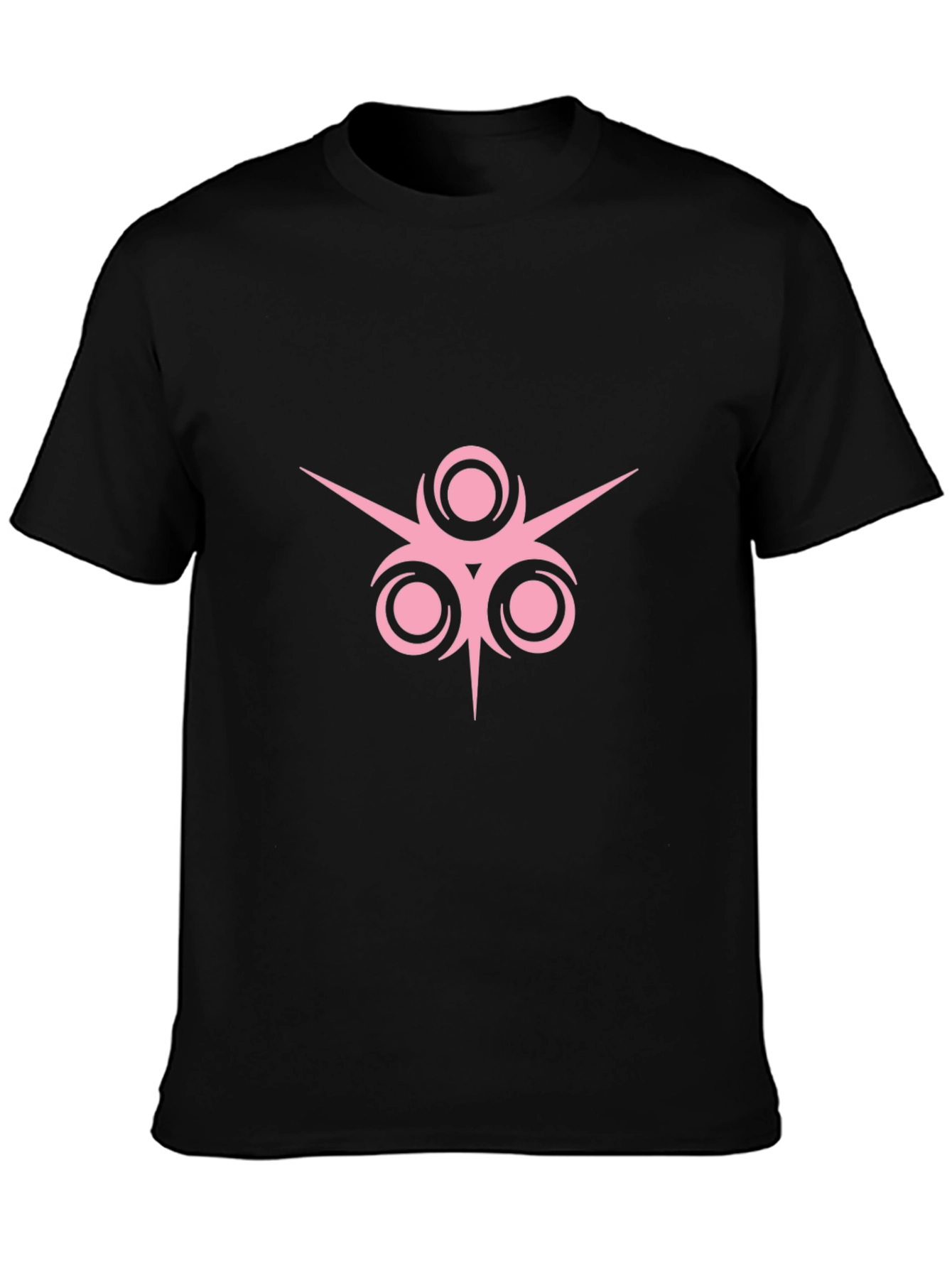Black T-Shirt with Pink Geometric Design
