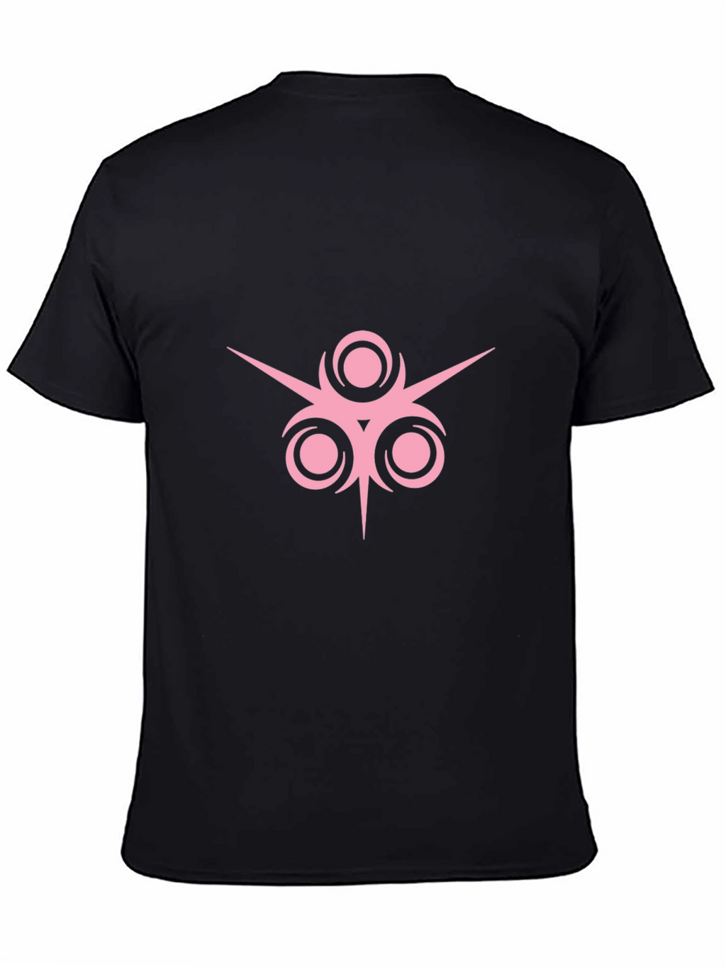 Black T-Shirt with Pink Geometric Design