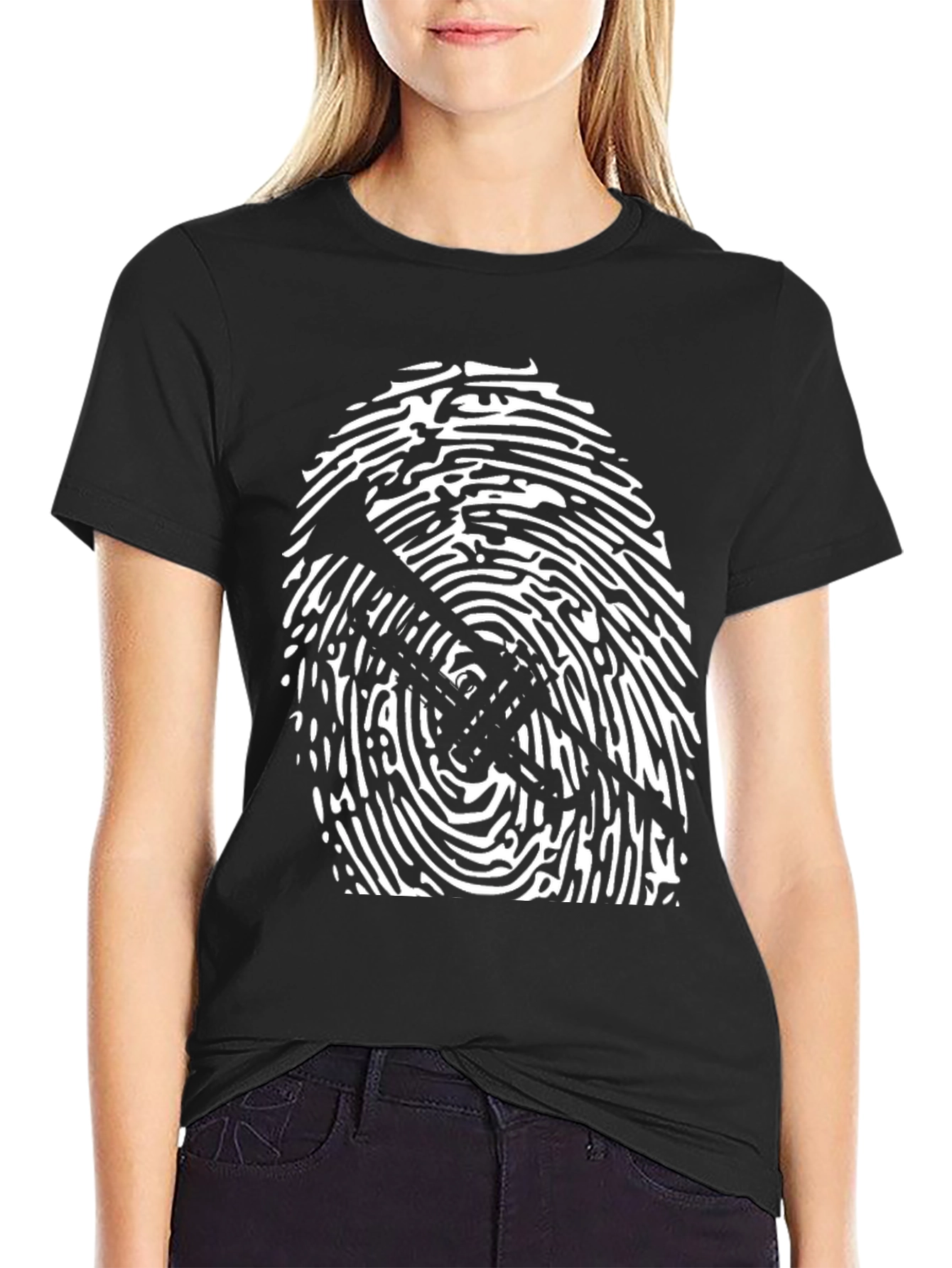 Abstract Trumpet Fingerprint Graphic Tee