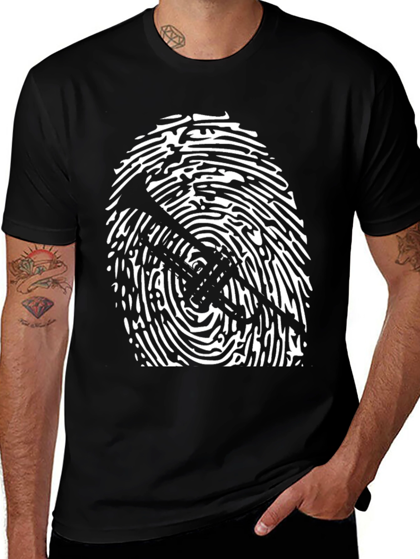 Abstract Trumpet Fingerprint Graphic Tee