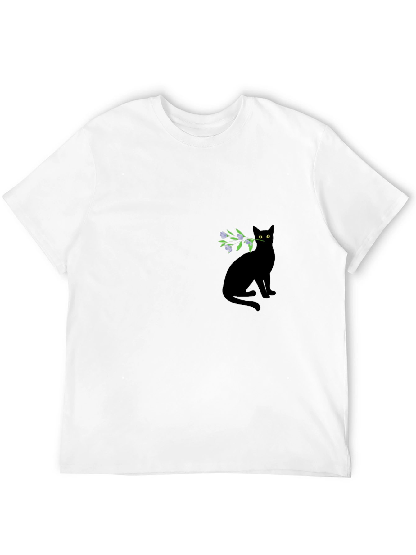 Black Cat with Flowers Graphic Tee