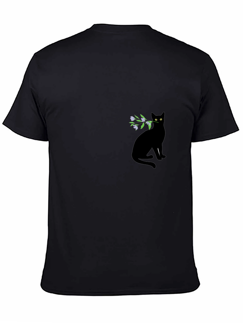 Black Cat with Flowers Graphic Tee