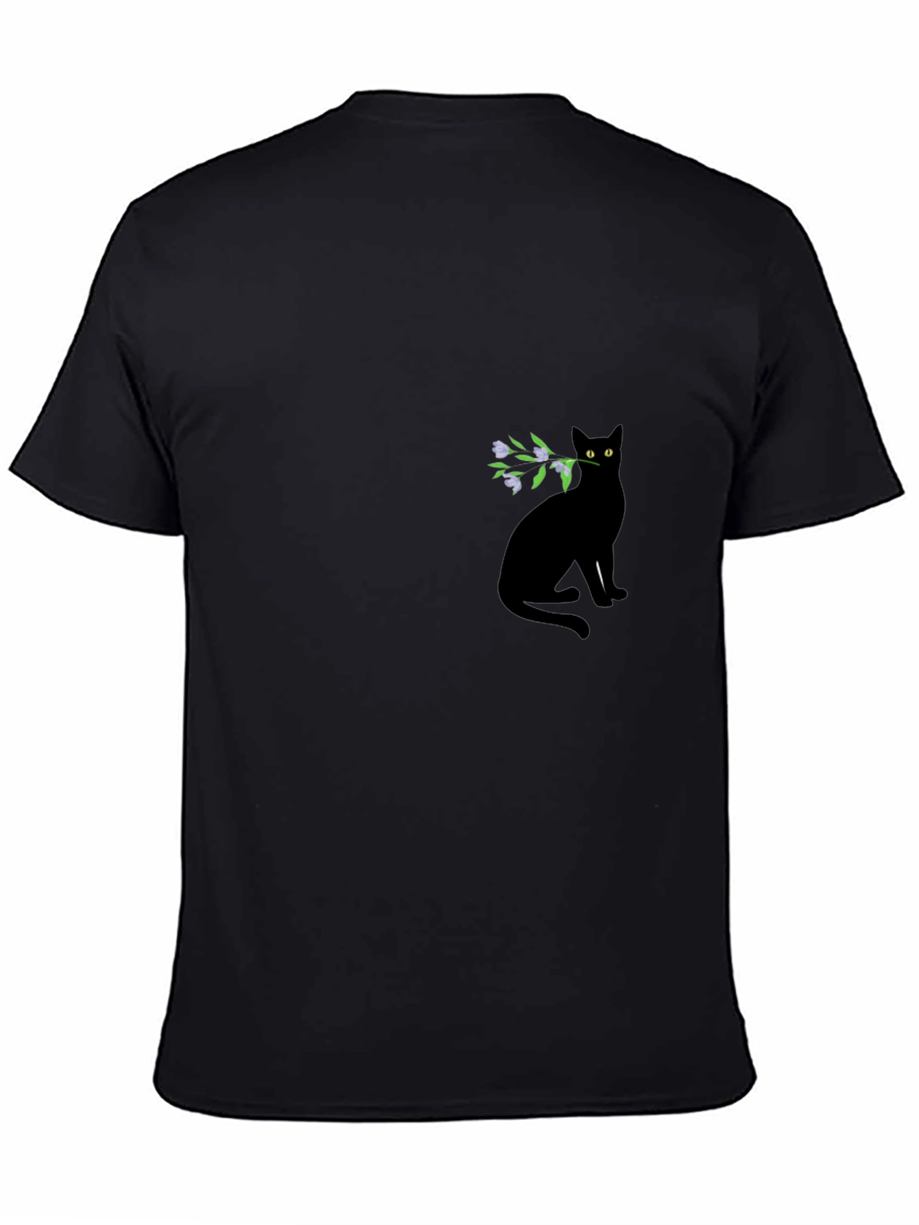 Black Cat with Flowers Graphic Tee