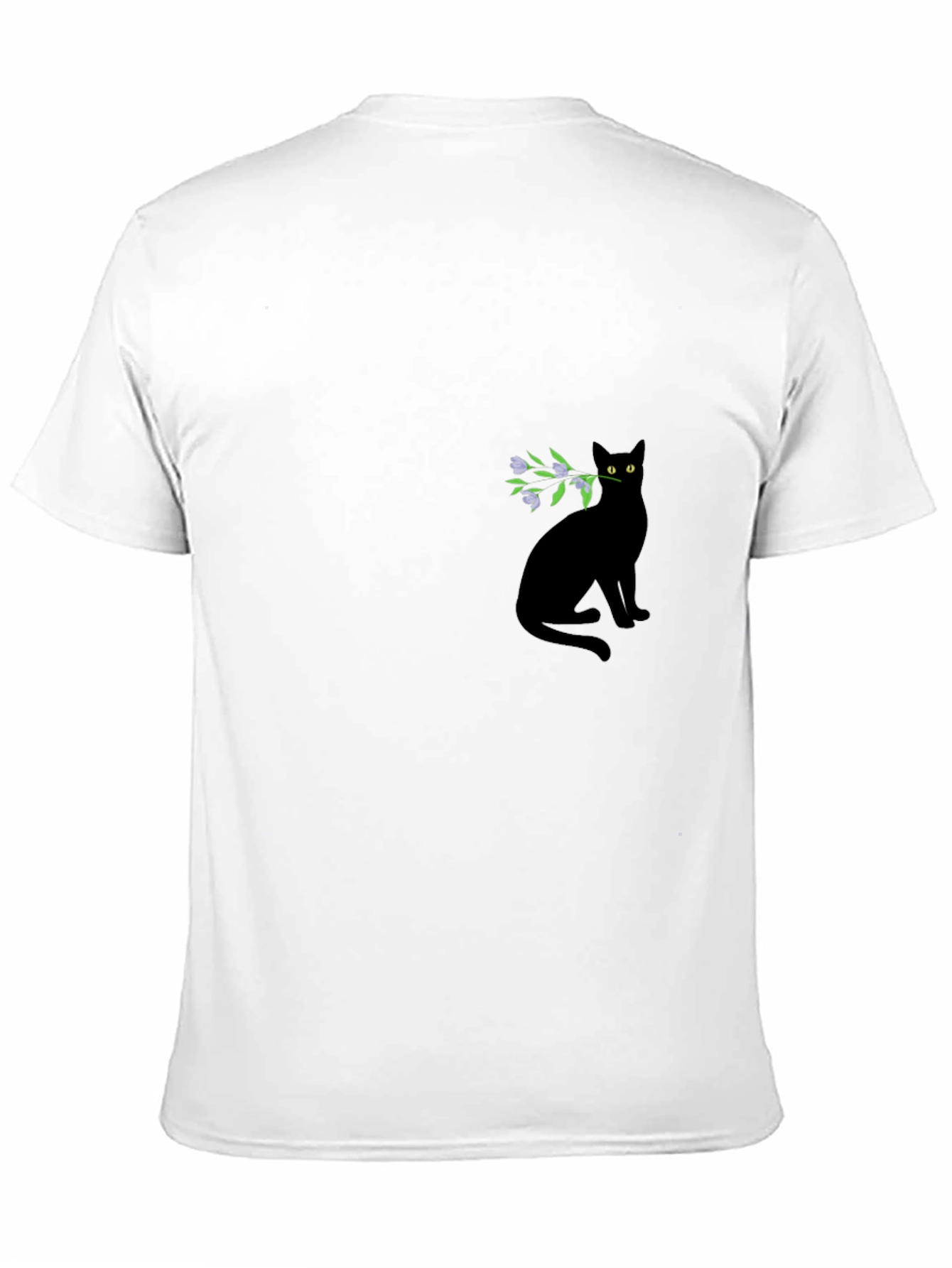 Black Cat with Flowers Graphic Tee