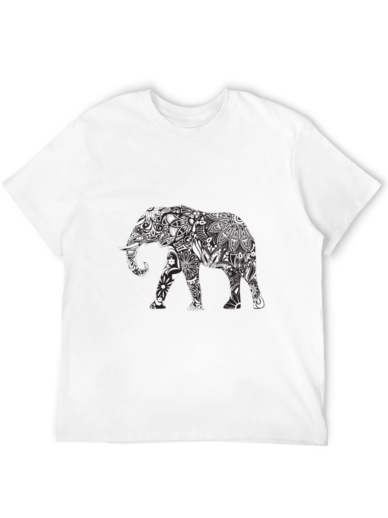 Elephant Mandala Black Tee - Unique Graphic Design