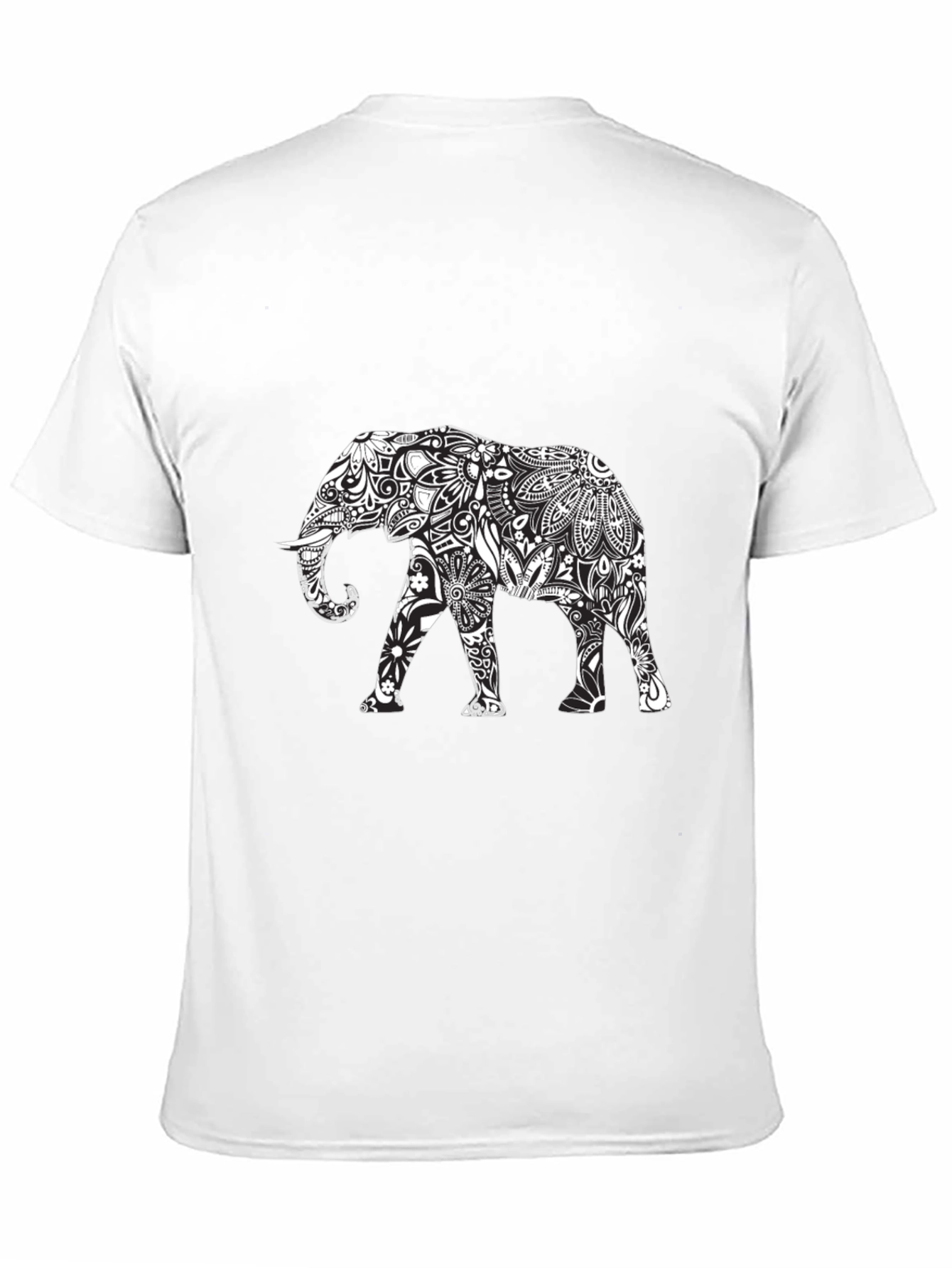 Elephant Mandala Black Tee - Unique Graphic Design