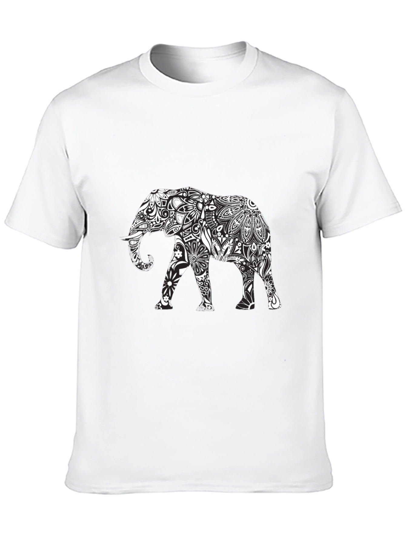 Elephant Mandala Black Tee - Unique Graphic Design
