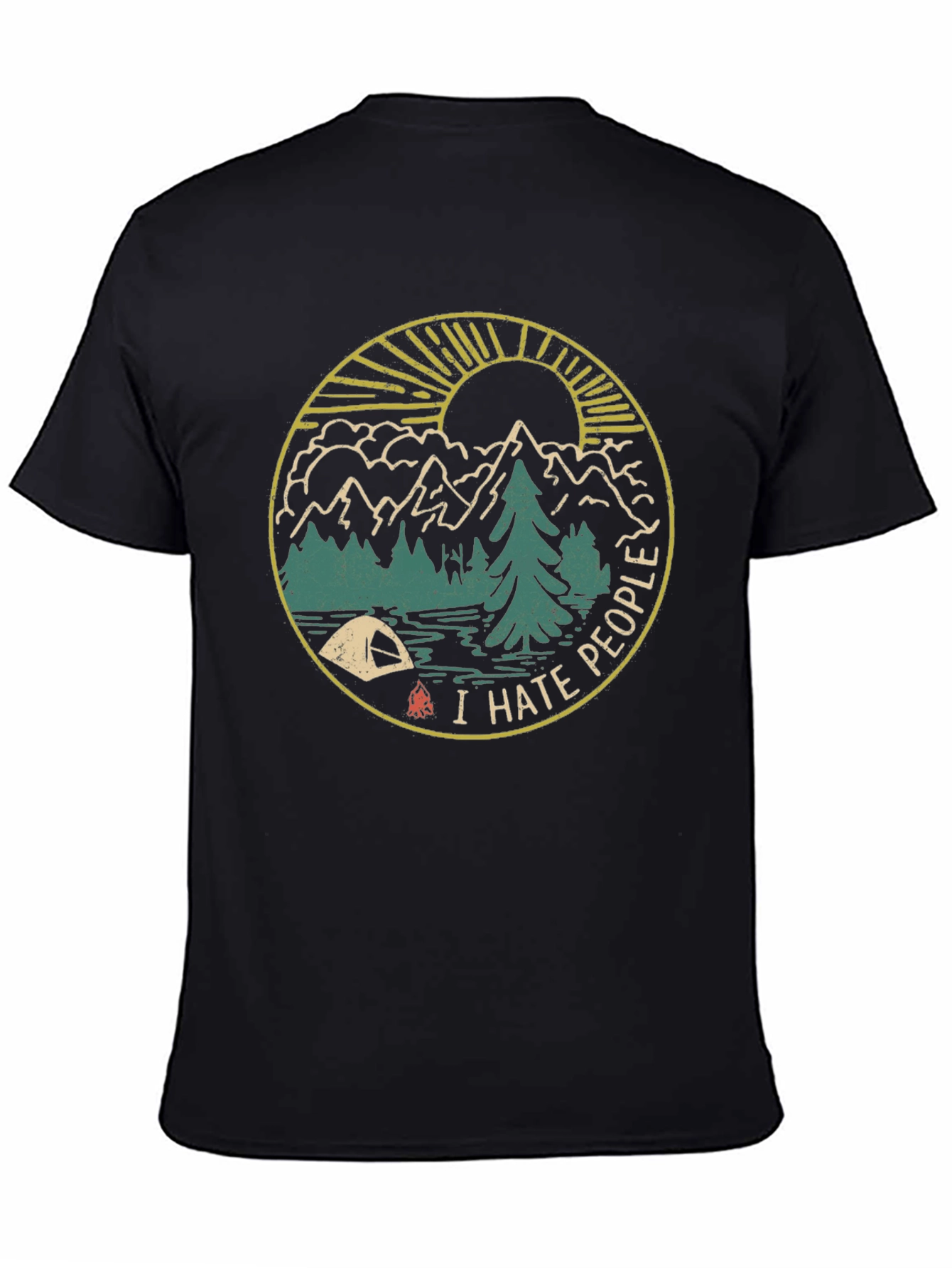 I Hate People Camping Graphic Tee - Black