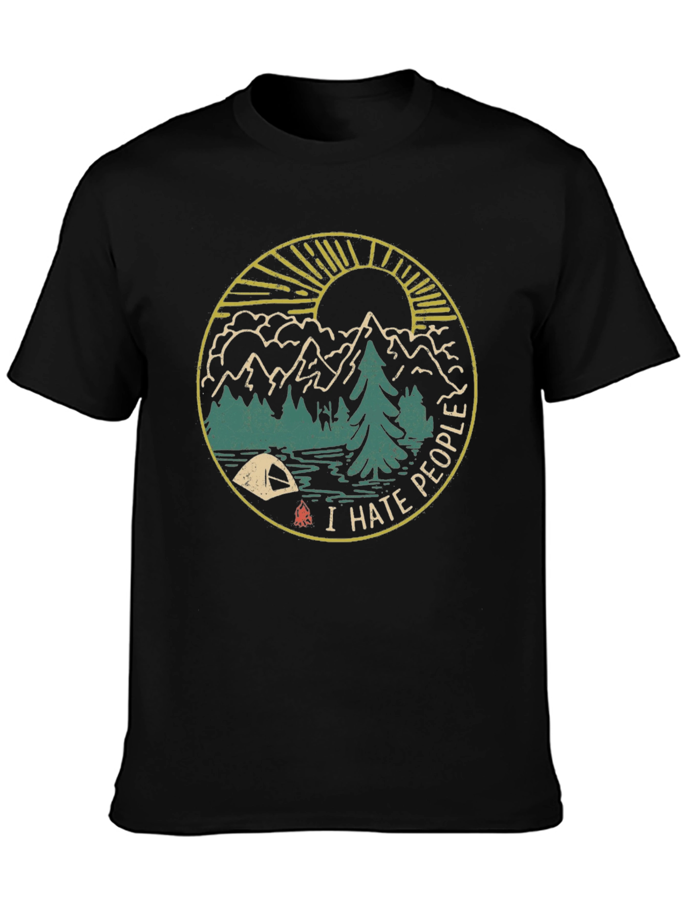 I Hate People Camping Graphic Tee - Black