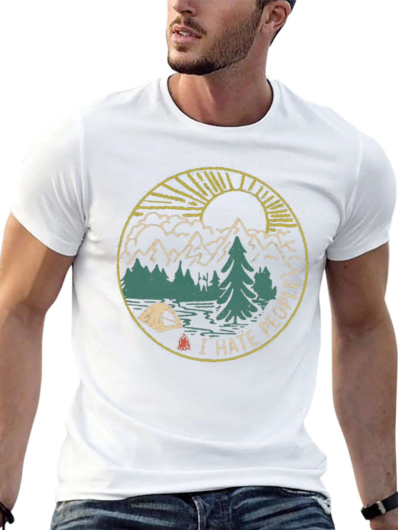 I Hate People Camping Graphic Tee - Black