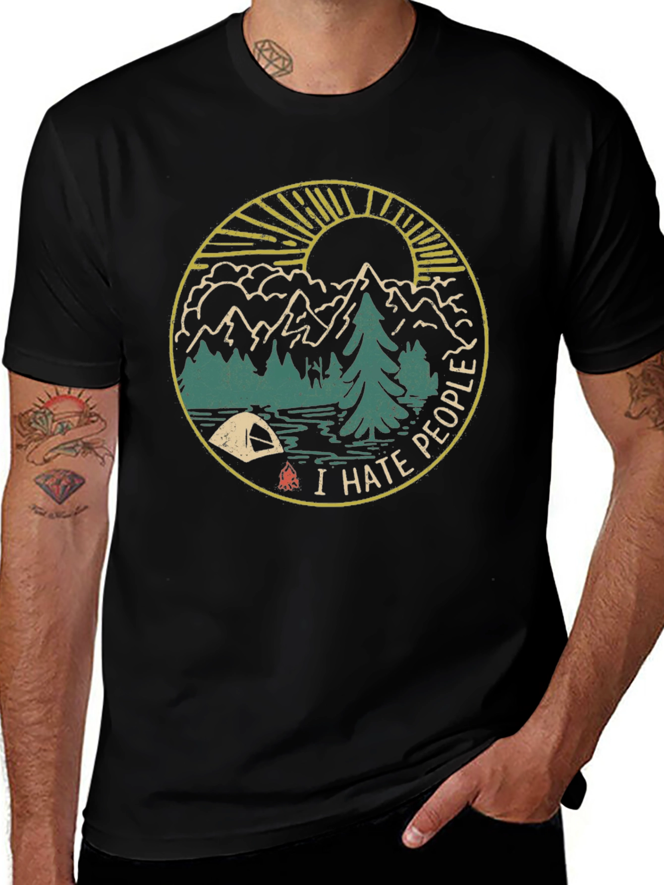 I Hate People Camping Graphic Tee - Black