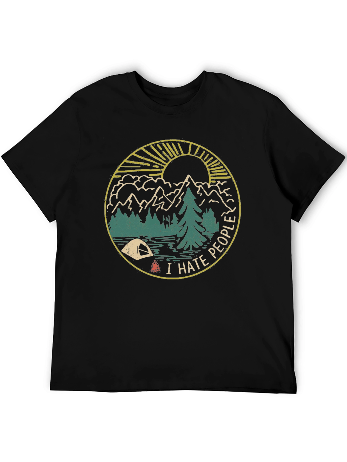 I Hate People Camping Graphic Tee - Black