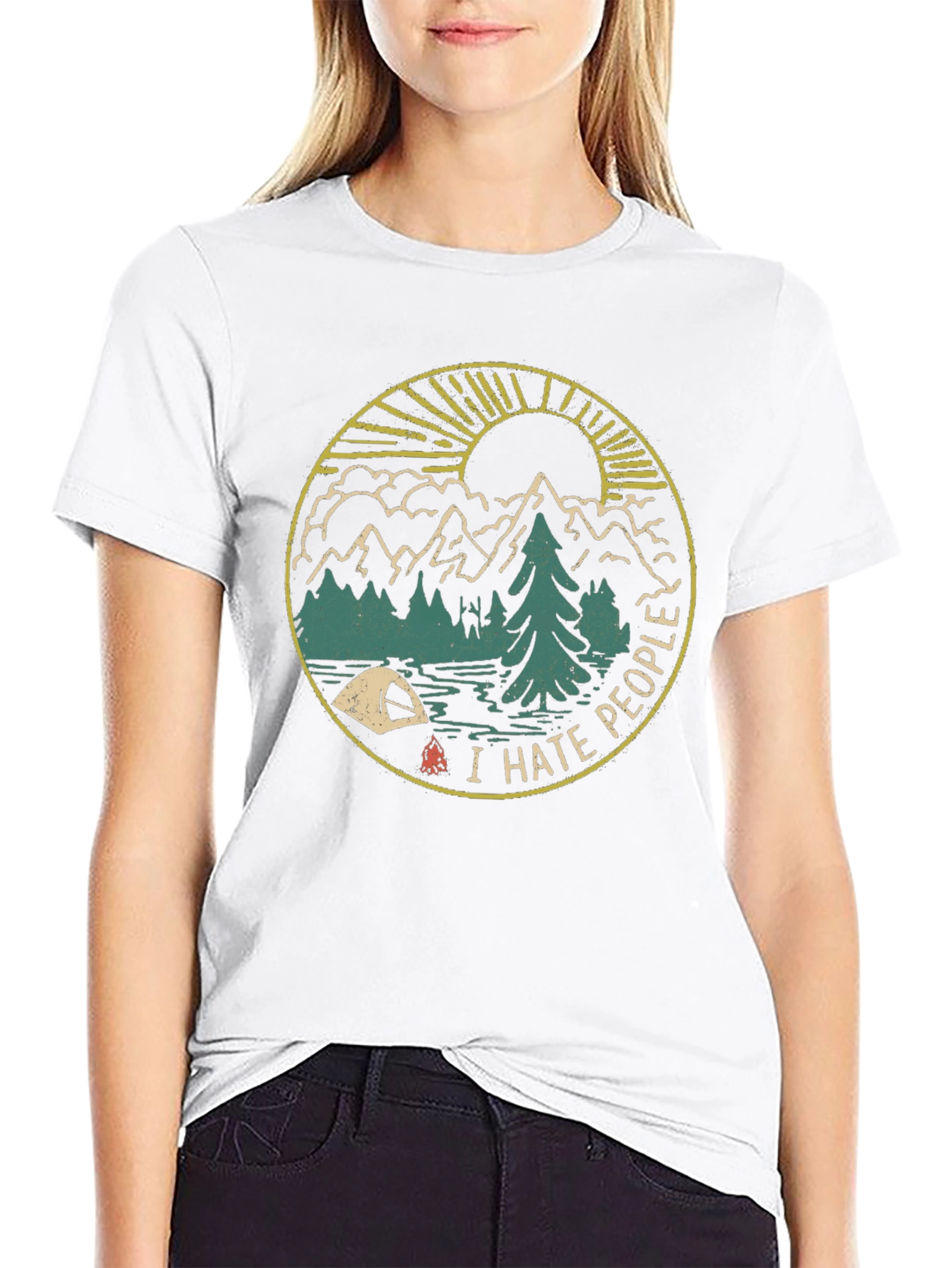 I Hate People Camping Graphic Tee - Black