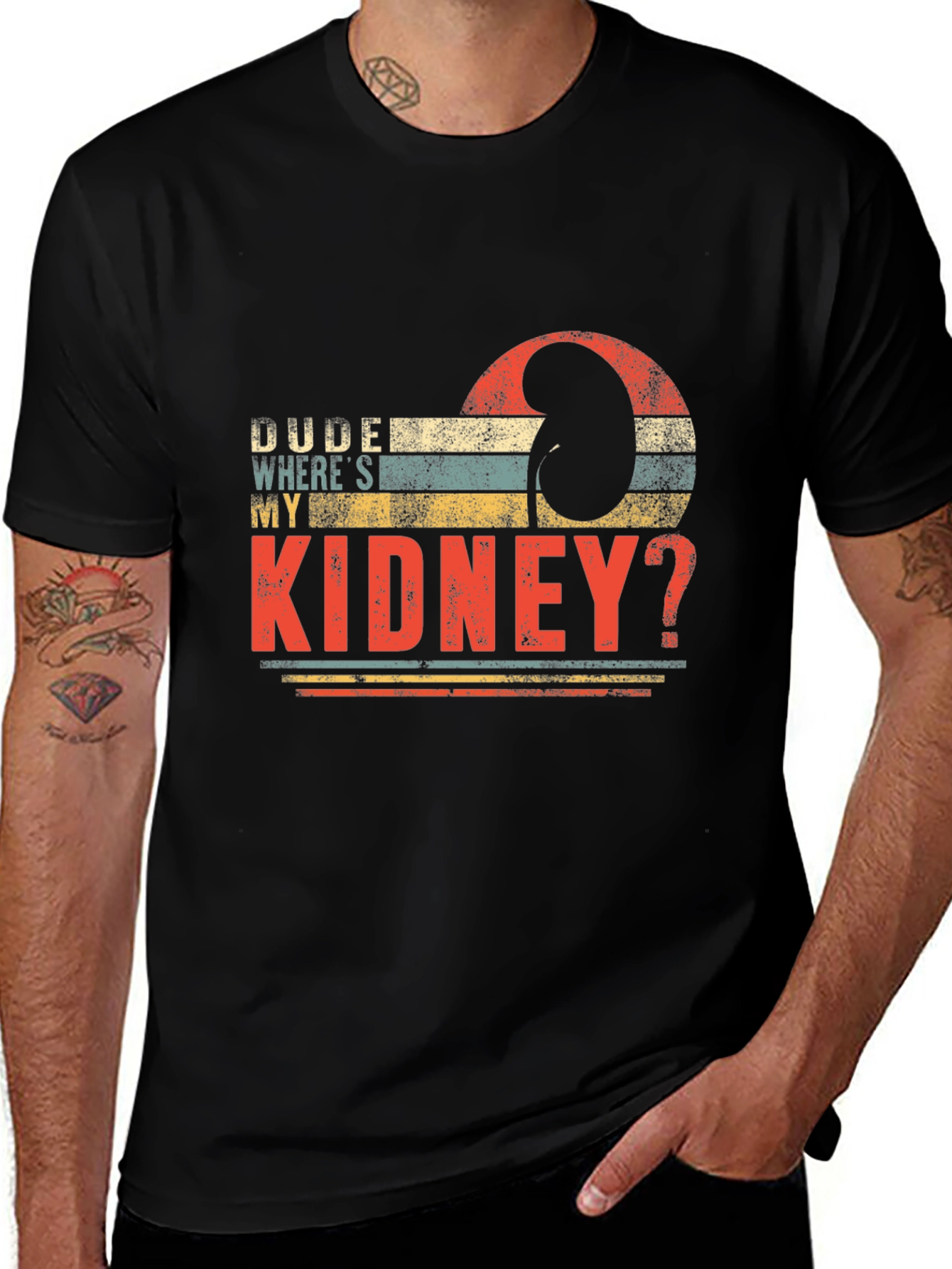 Dude Wheres My Kidney? Black T-Shirt