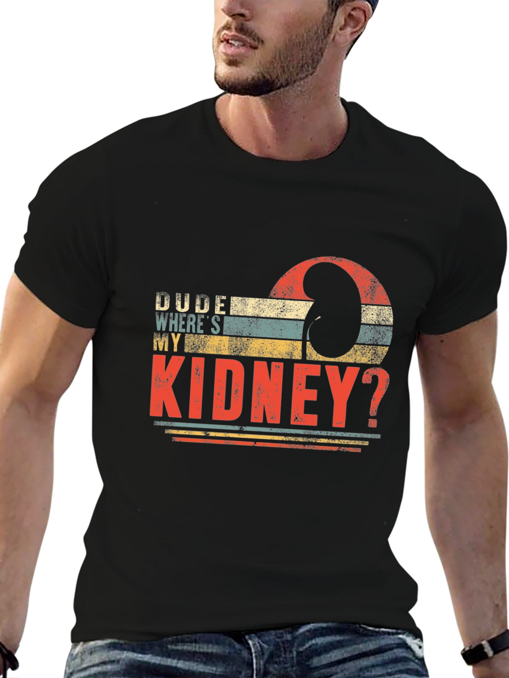 Dude Wheres My Kidney? Black T-Shirt