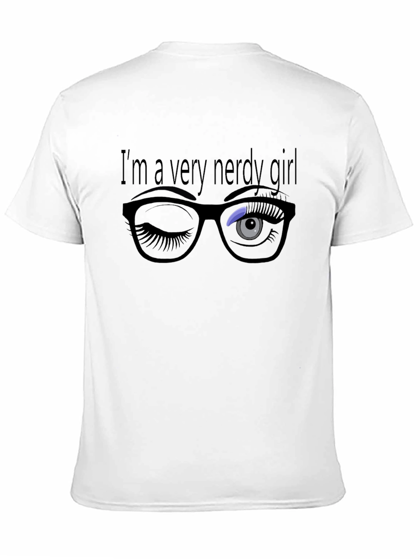 Nerdy Girl Wink Graphic Tee - Black Cotton T-Shirt