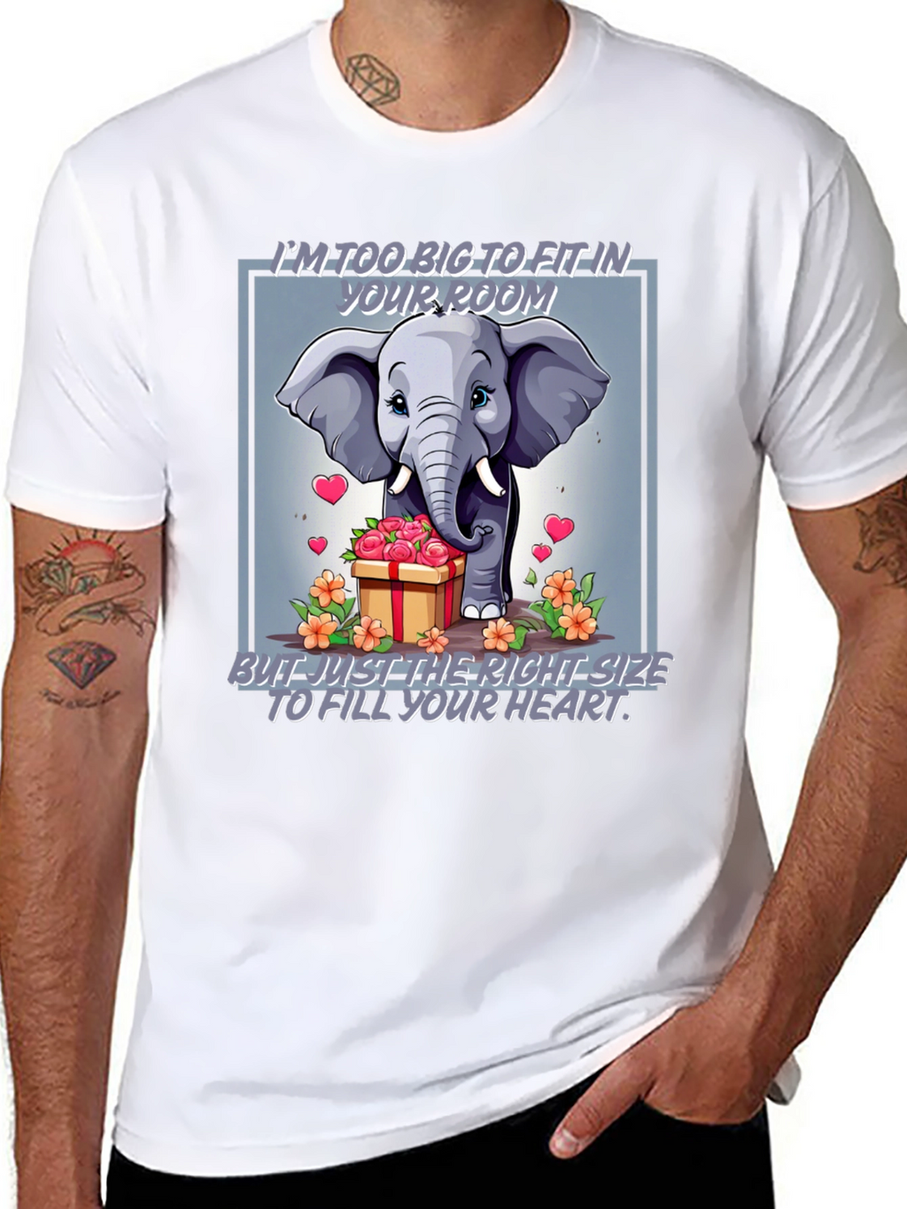 Elephant Love T-Shirt - Heart Filling Design