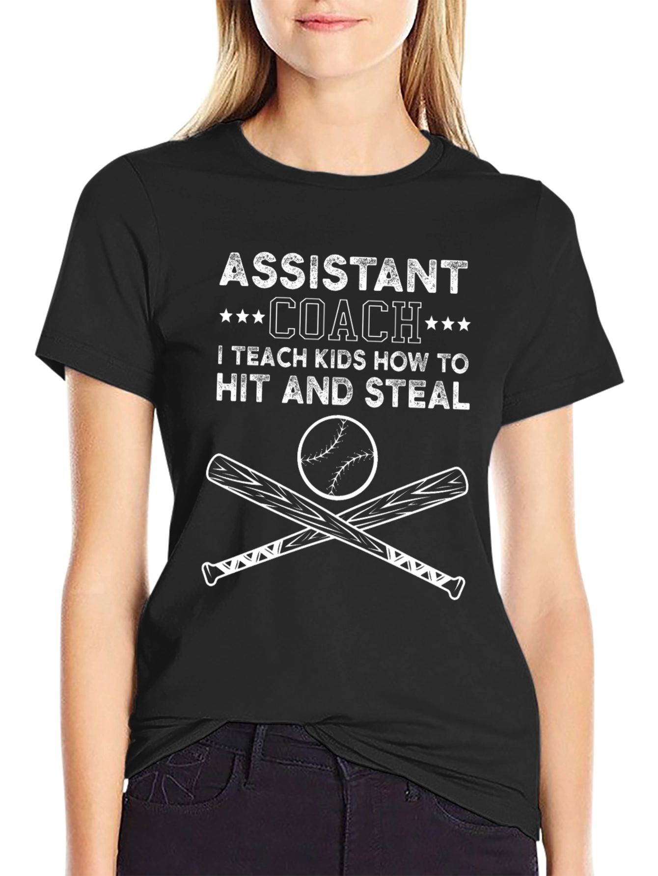 Assistant Coach T-Shirt - Teach Kids to Hit and Steal