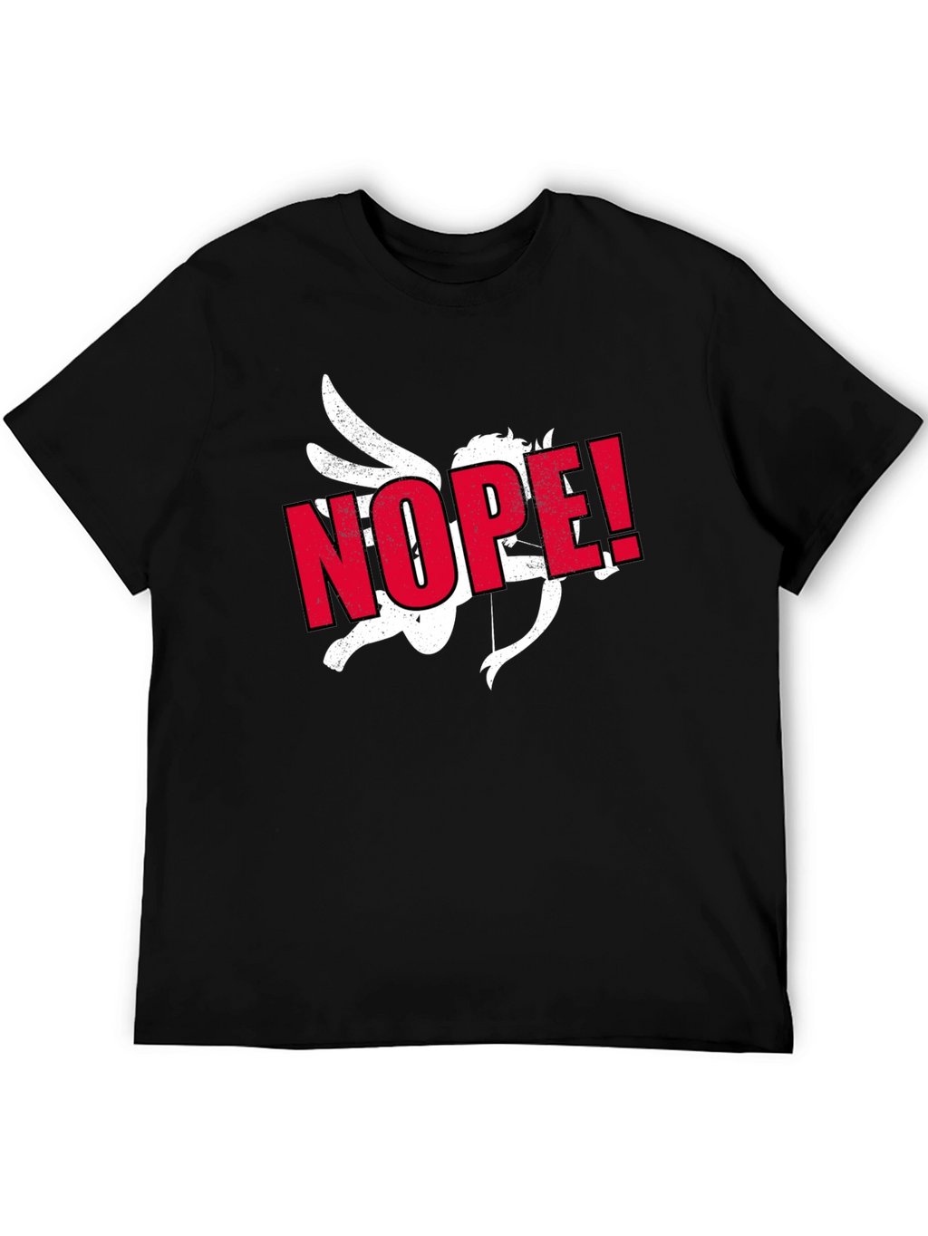 Anti-Valentine Cupid NOPE! Black T-Shirt