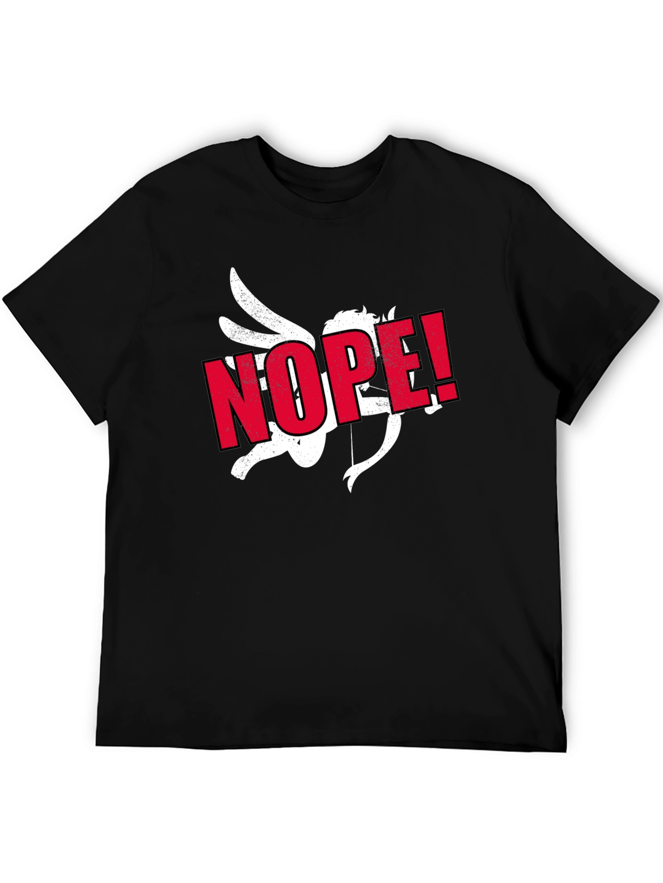 Anti-Valentine Cupid NOPE! Black T-Shirt