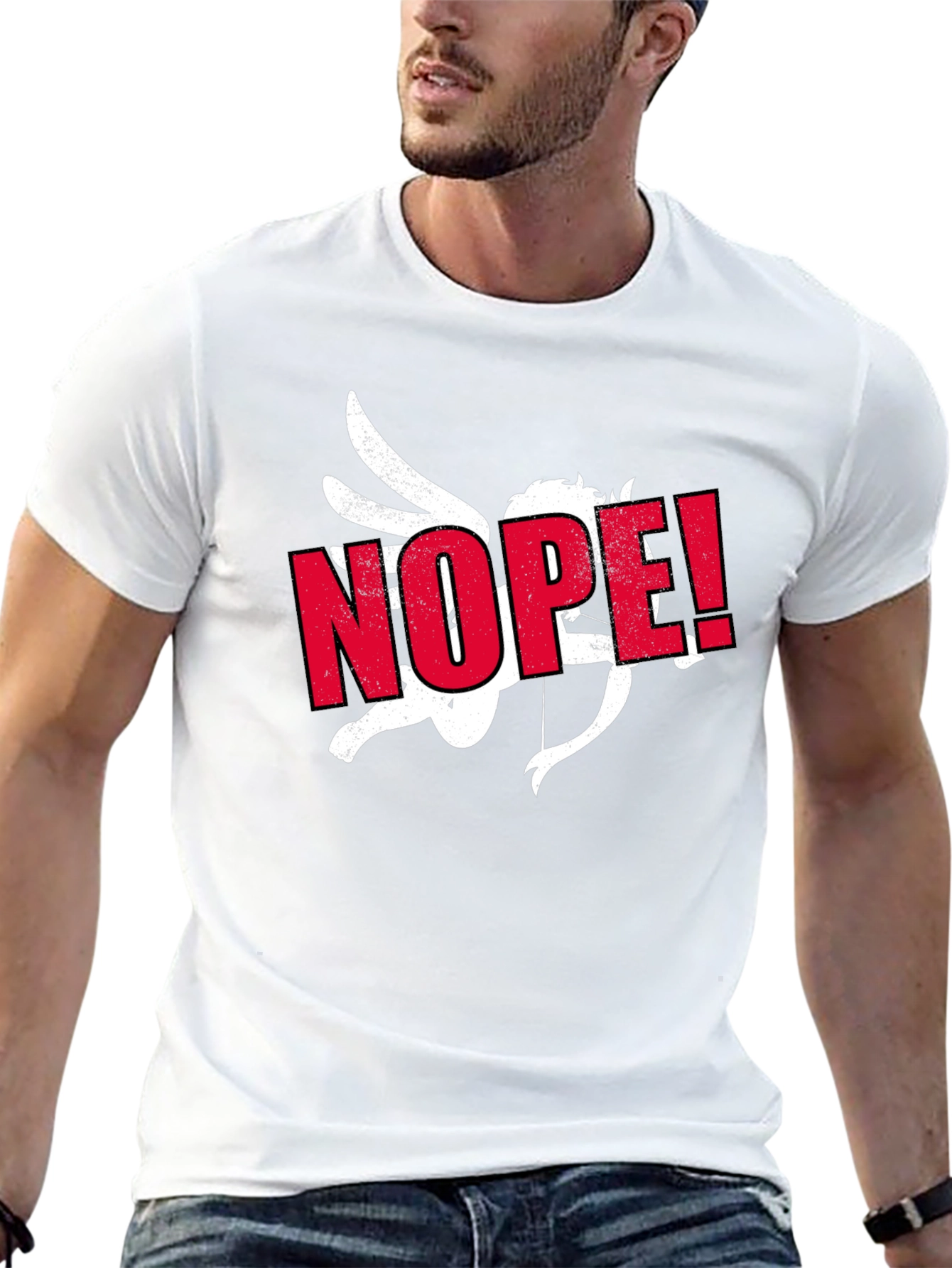 Anti-Valentine Cupid NOPE! Black T-Shirt