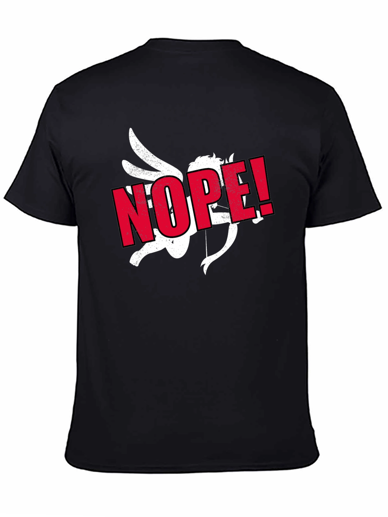 Anti-Valentine Cupid NOPE! Black T-Shirt