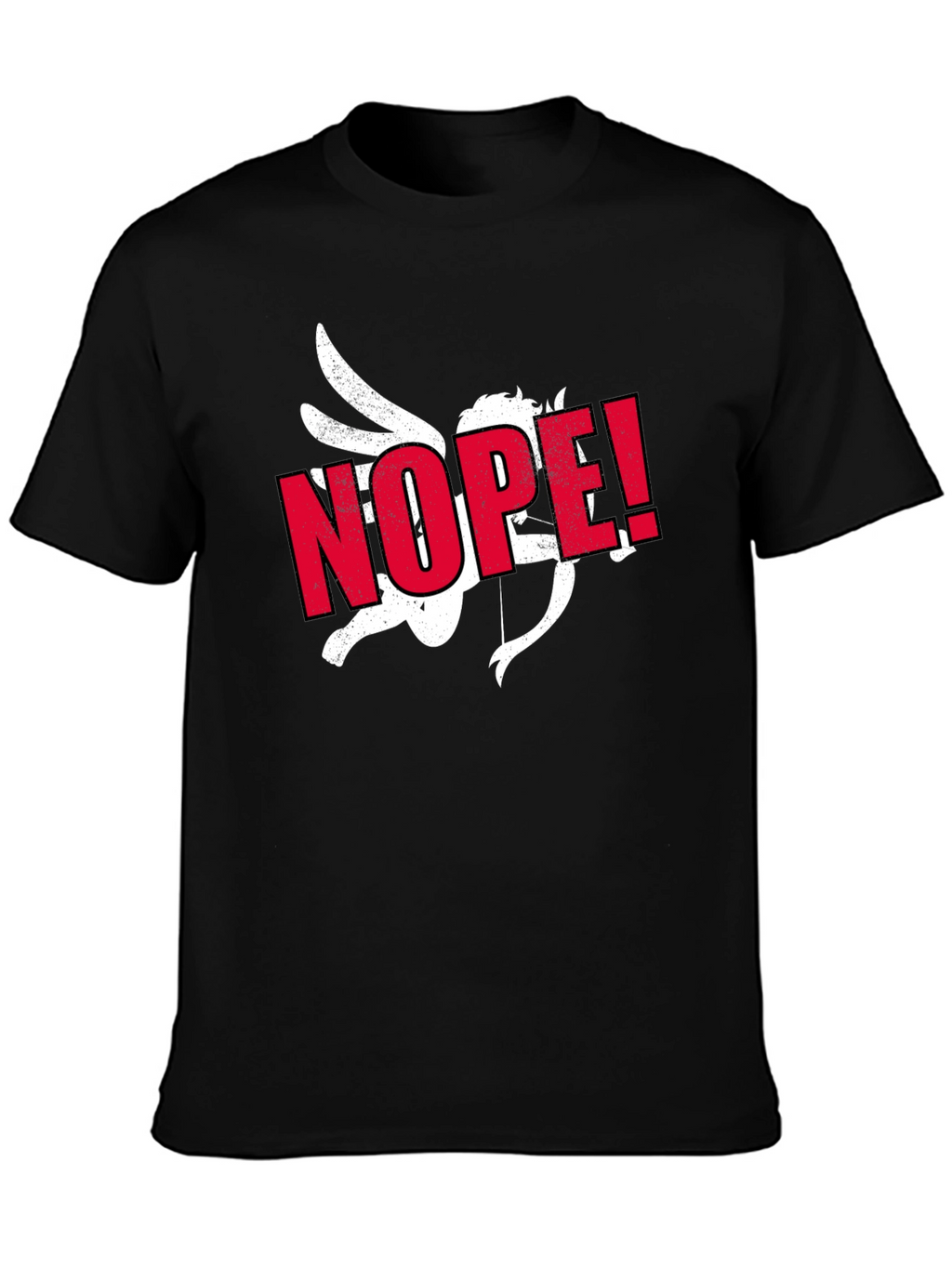 Anti-Valentine Cupid NOPE! Black T-Shirt