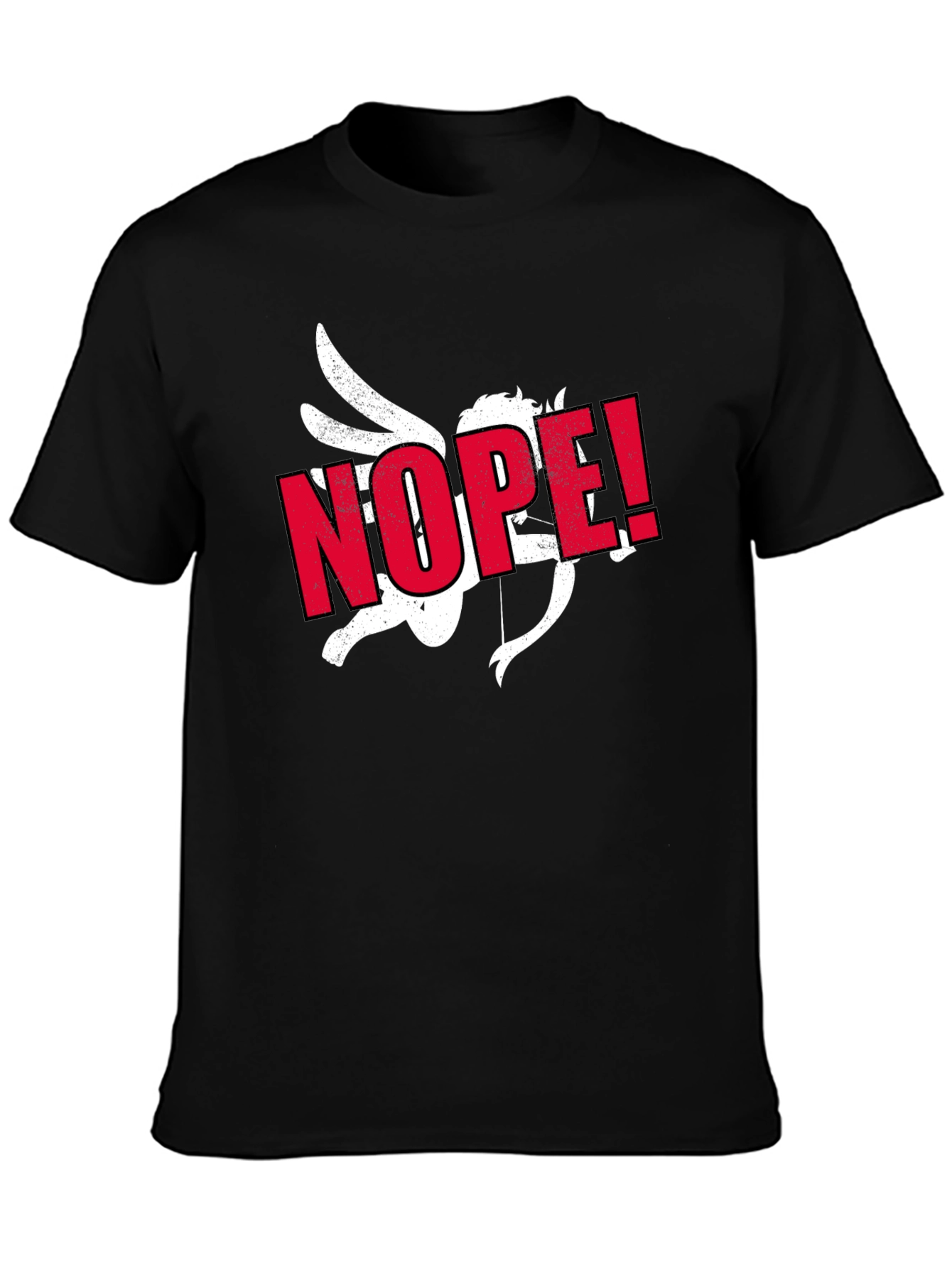 Anti-Valentine Cupid NOPE! Black T-Shirt