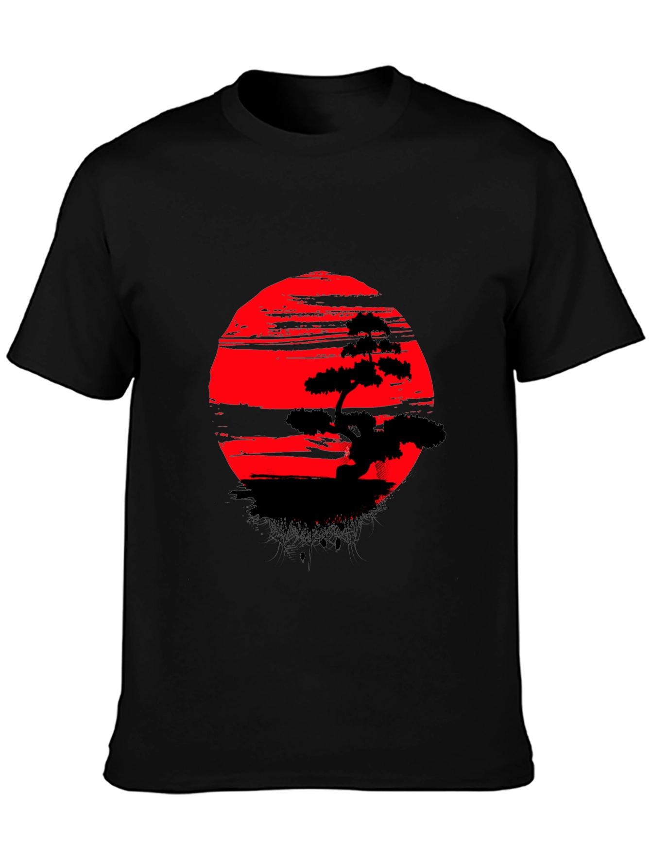 Bonsai Tree Red Sun T-Shirt - Unique Graphic Tee