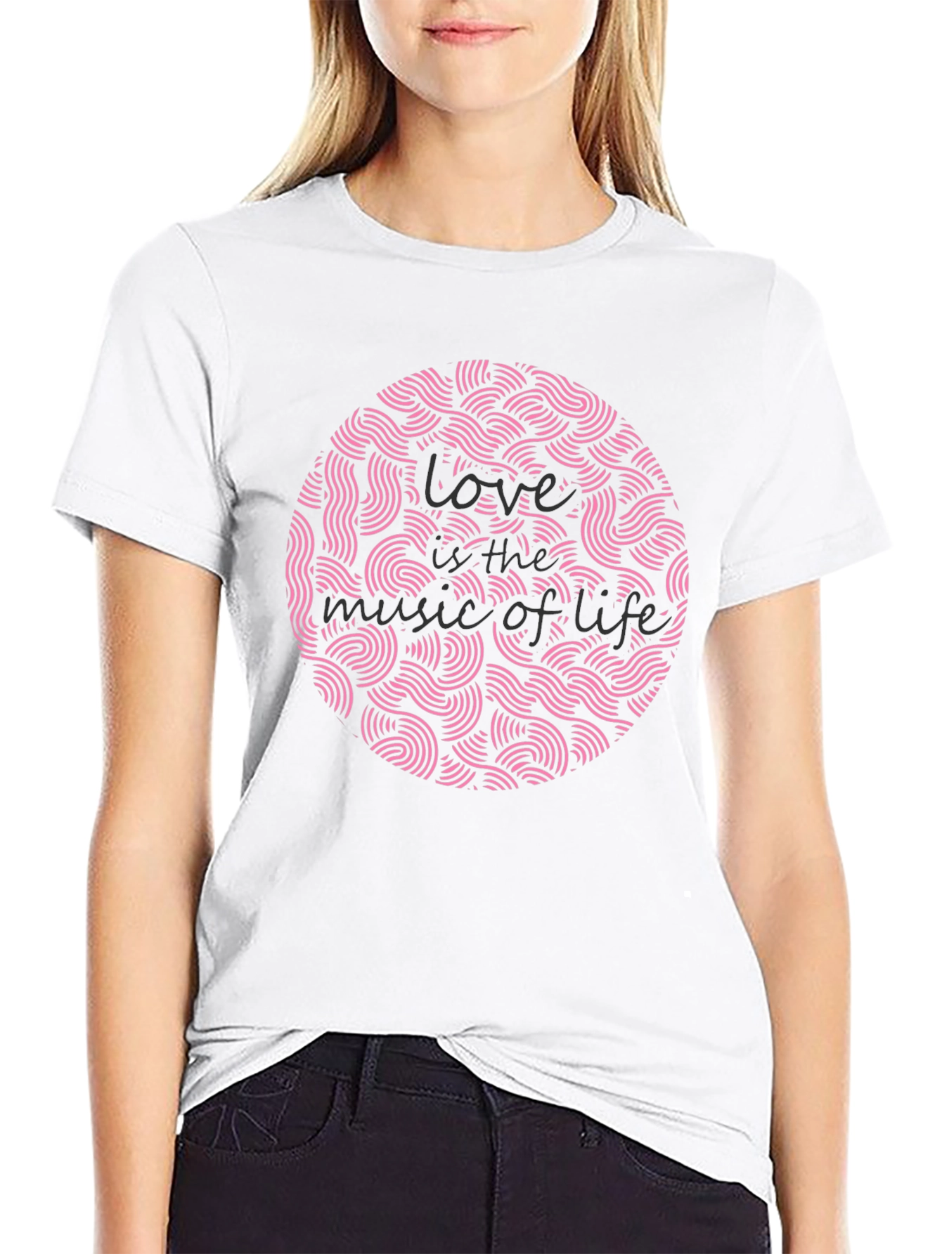 Love is the Music of Life Black Graphic Tee