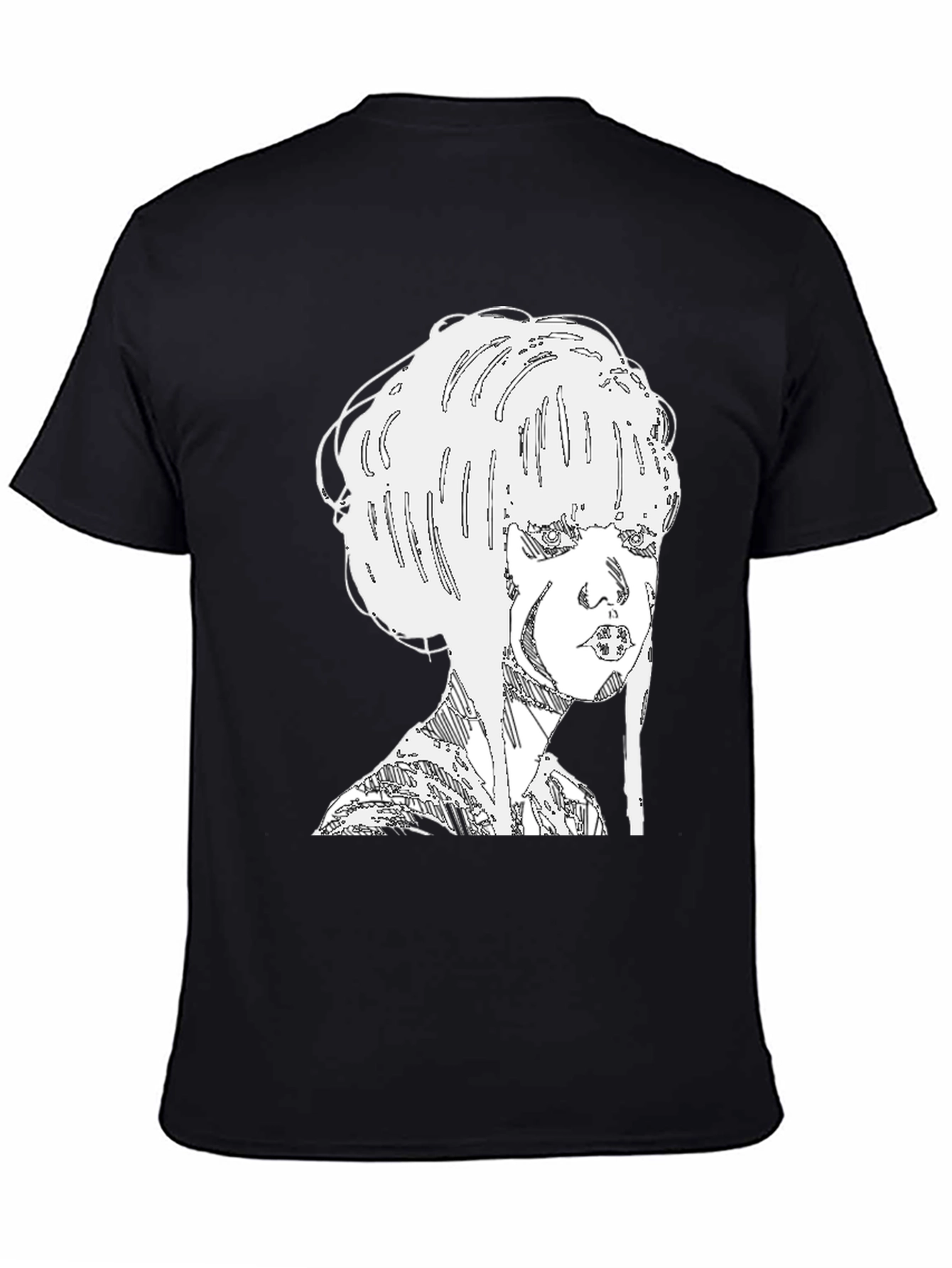 Abstract Woman Graphic Tee - Black Cotton Blend