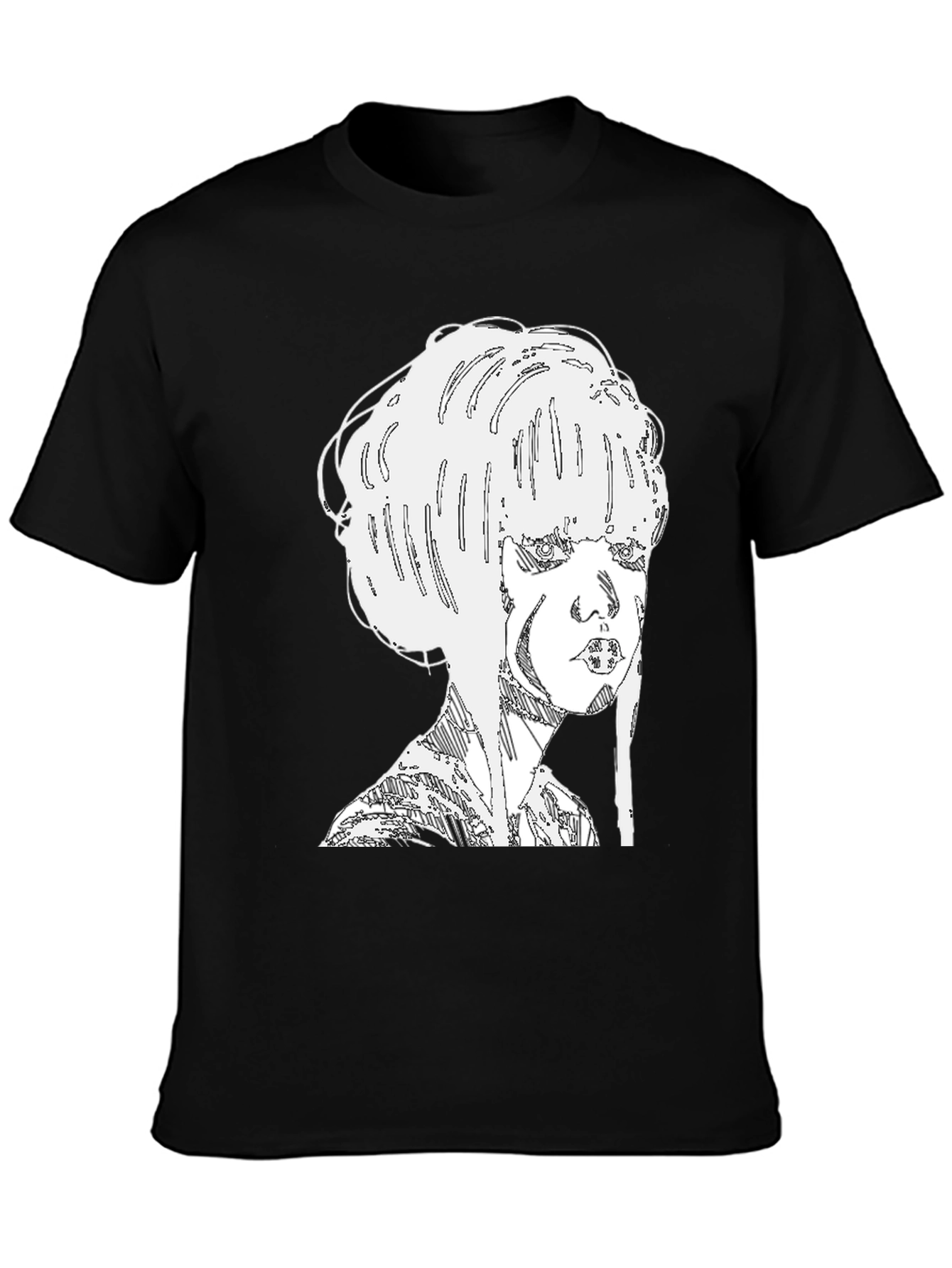 Abstract Woman Graphic Tee - Black Cotton Blend