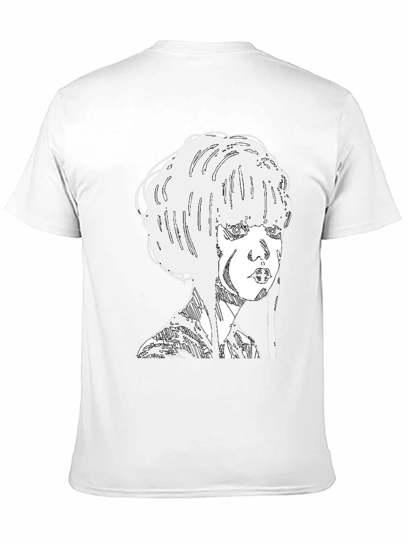 Abstract Woman Graphic Tee - Black Cotton Blend