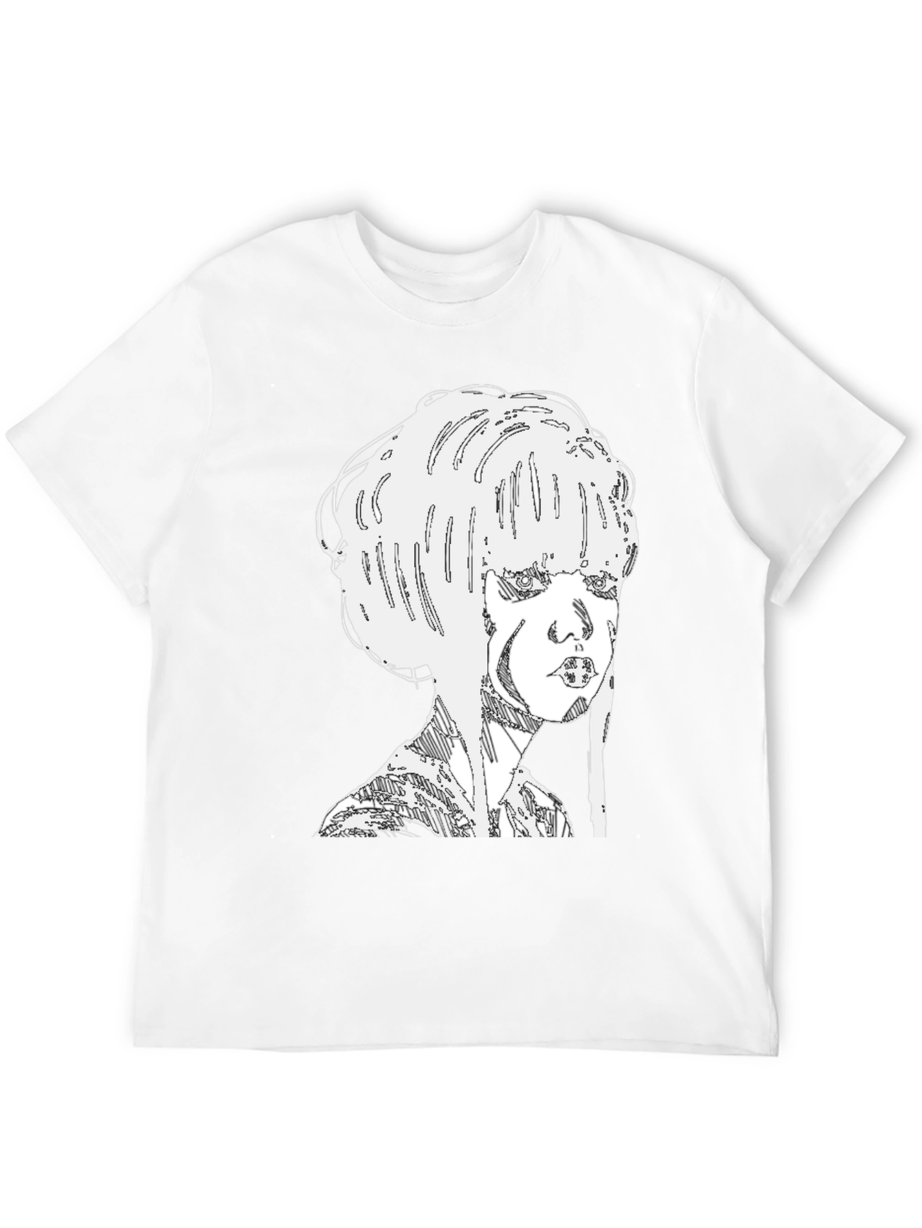Abstract Woman Graphic Tee - Black Cotton Blend