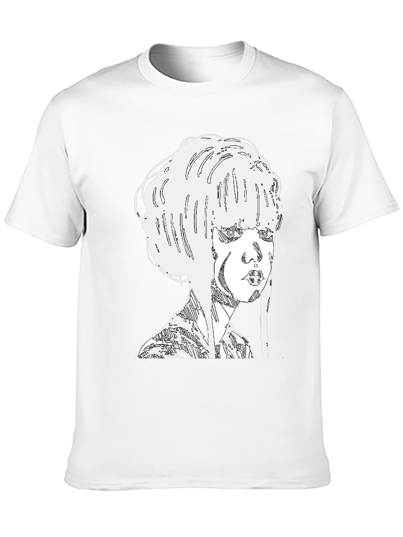 Abstract Woman Graphic Tee - Black Cotton Blend