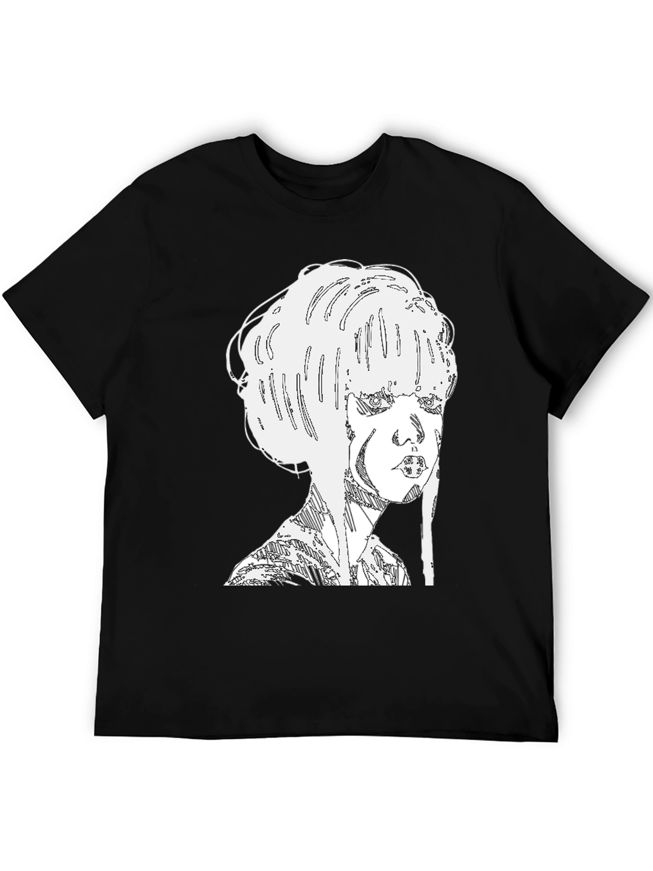 Abstract Woman Graphic Tee - Black Cotton Blend