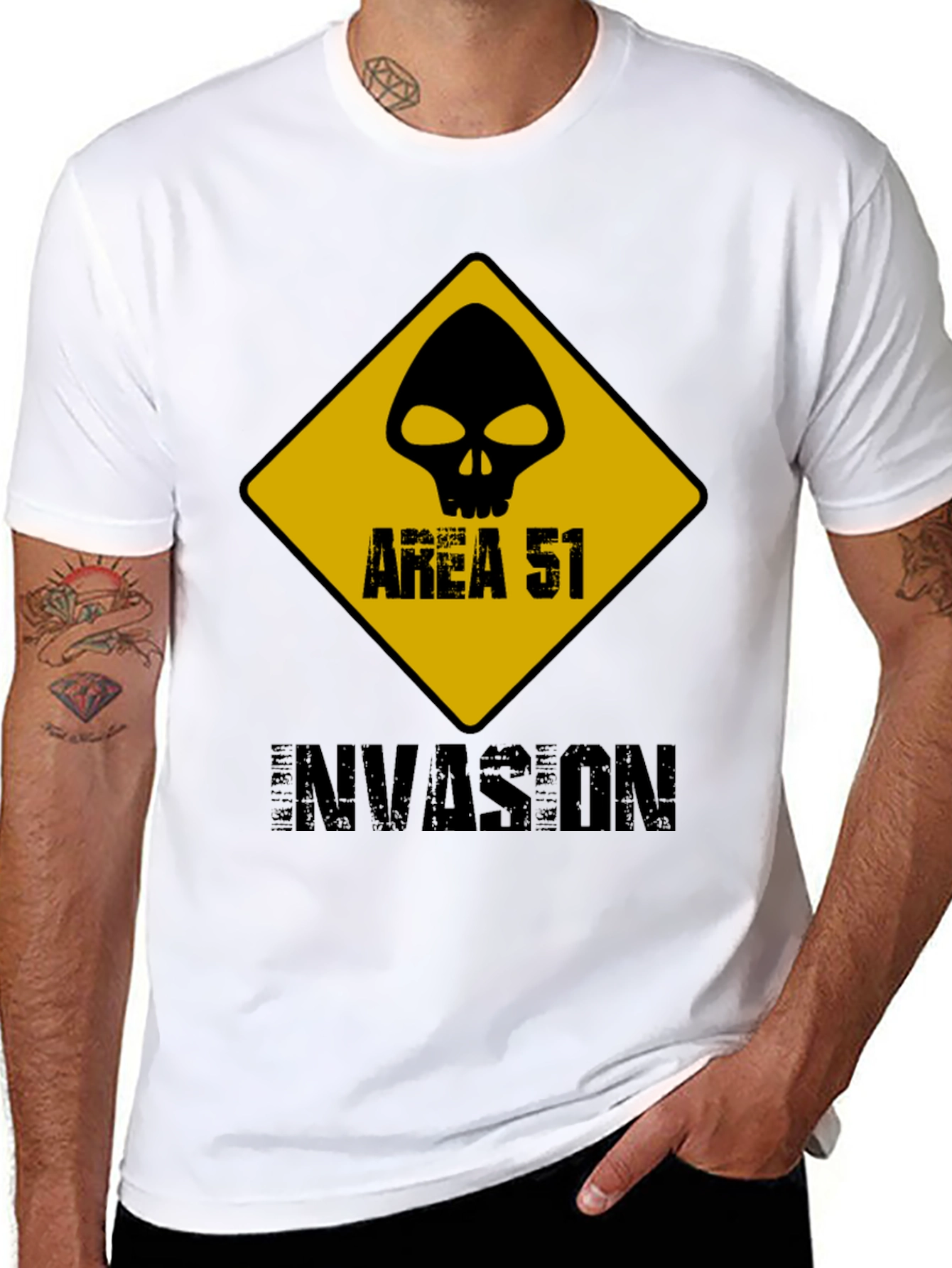 Area 51 Invasion Graphic Tee - Black Cotton T-Shirt