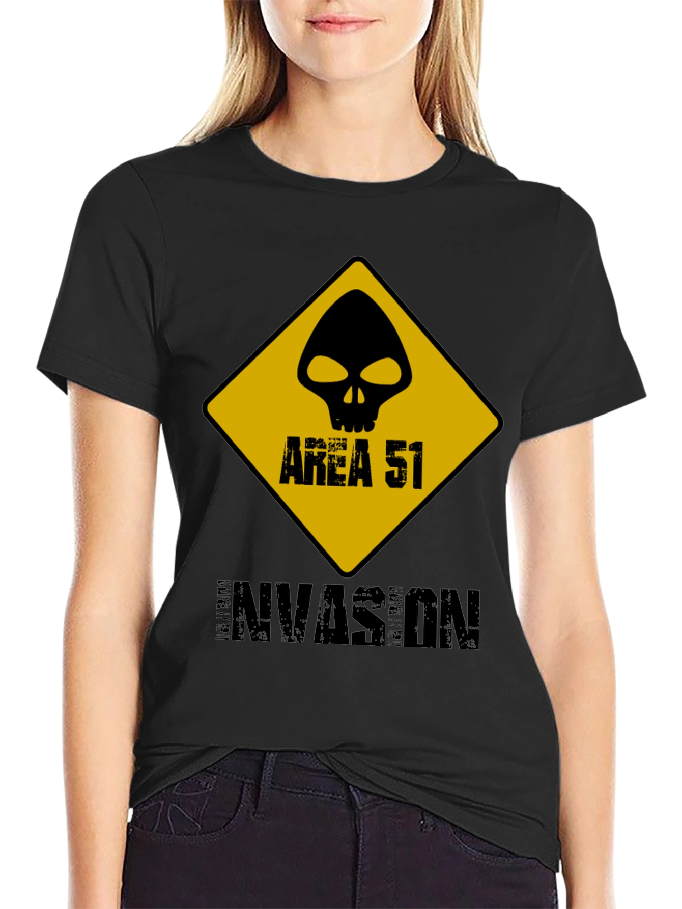 Area 51 Invasion Graphic Tee - Black Cotton T-Shirt