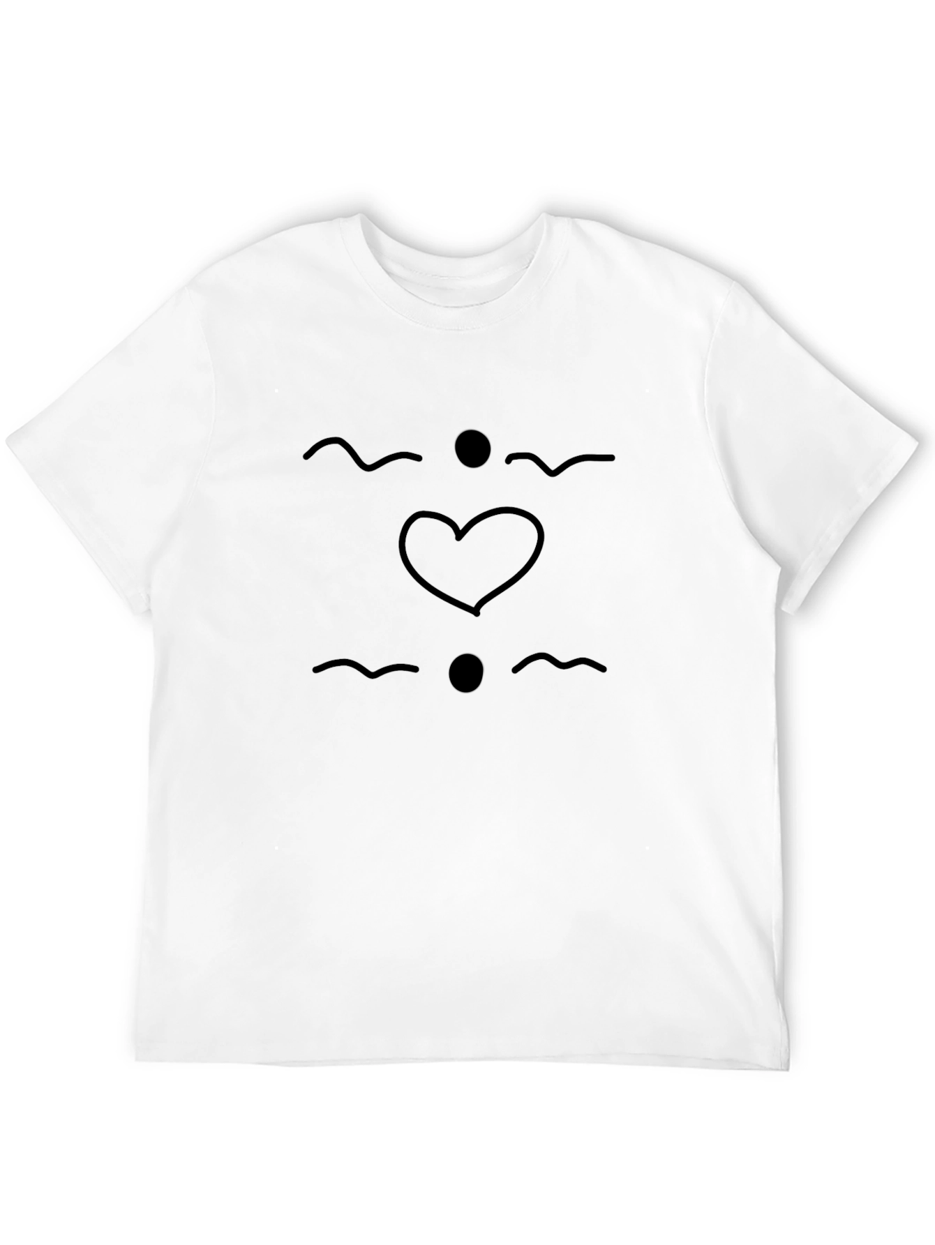 Minimalist Heart Graphic T-Shirt - Casual Black Tee