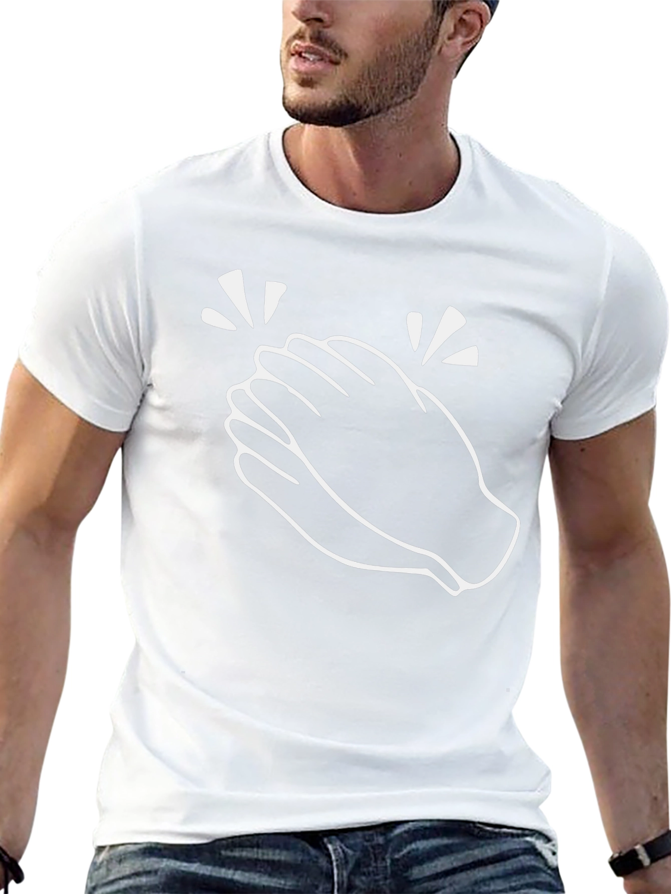 Clapping Hands Graphic Tee - Black Cotton T-Shirt