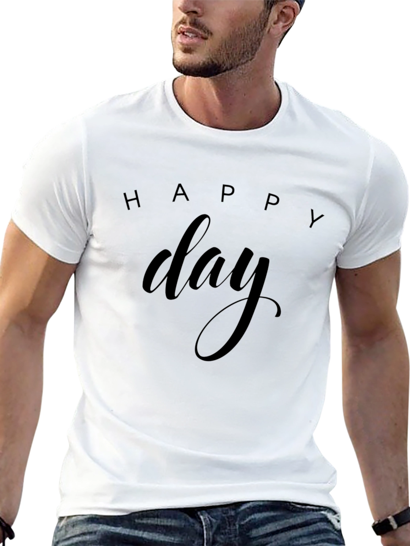 Happy Day Graphic Tee - Black Casual T-Shirt