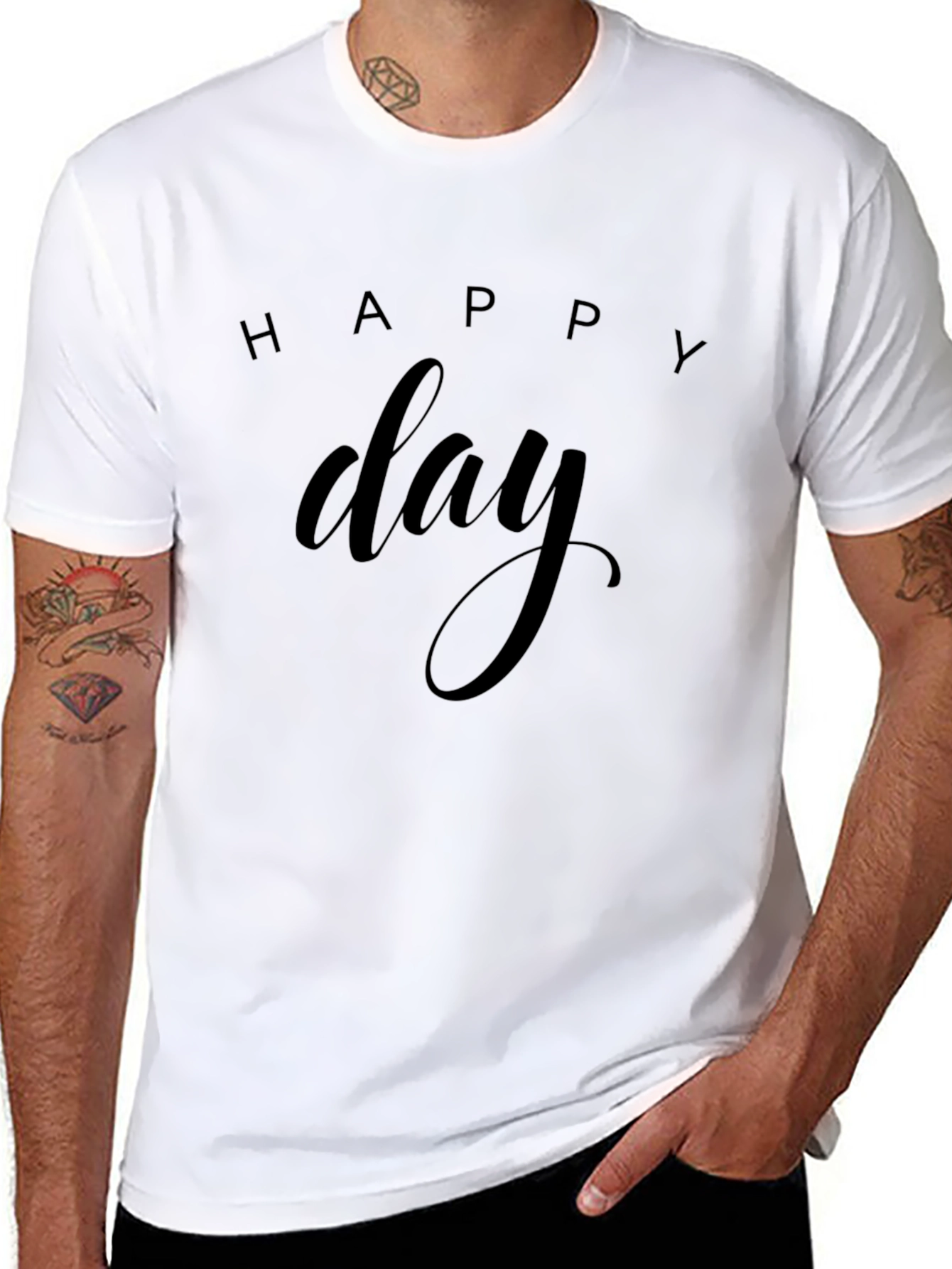 Happy Day Graphic Tee - Black Casual T-Shirt