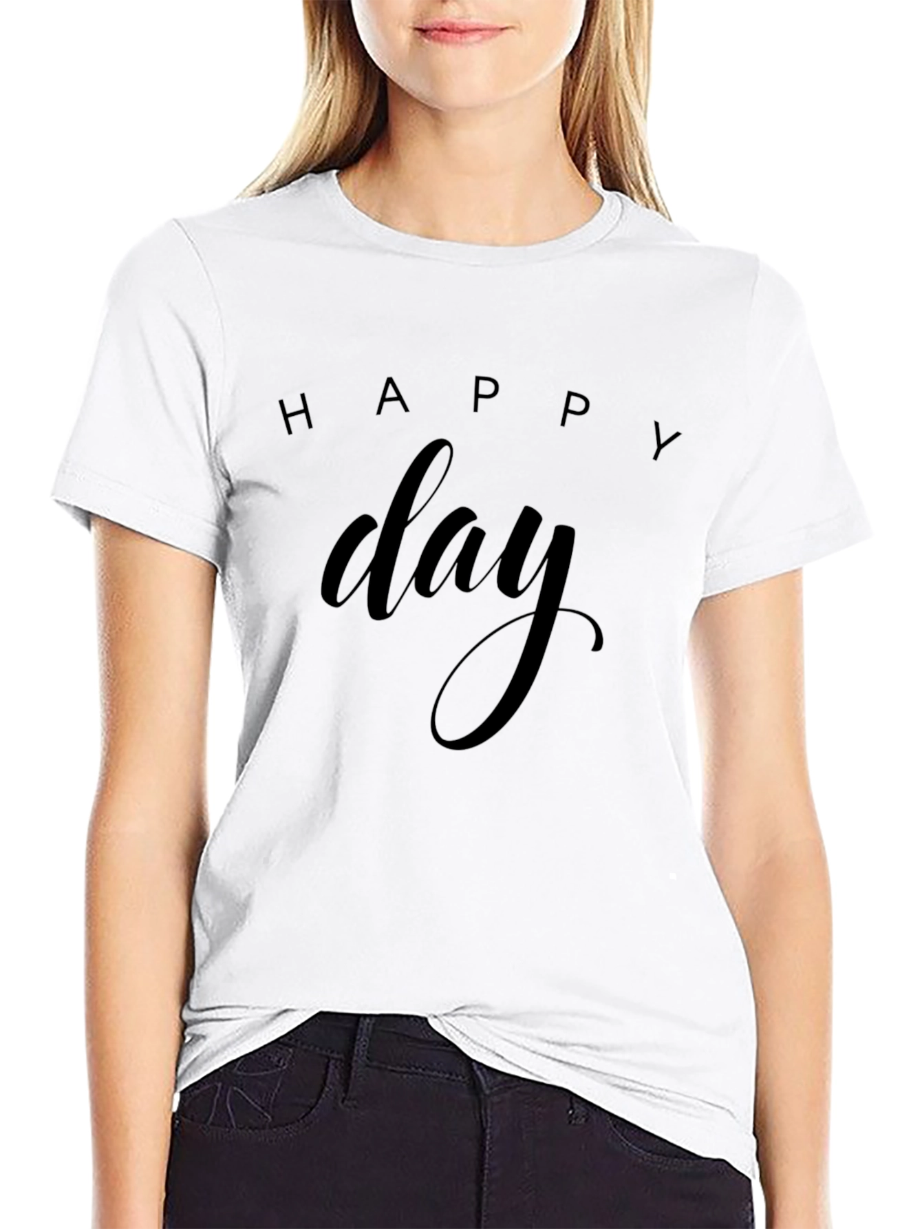 Happy Day Graphic Tee - Black Casual T-Shirt