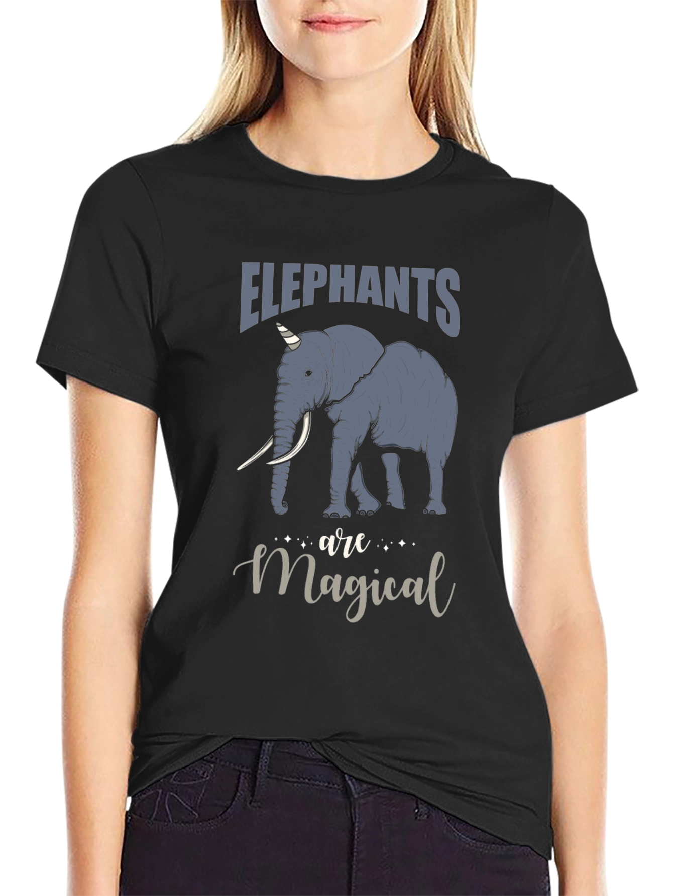 Elephant Unicorn Magical Mens Graphic T-Shirt