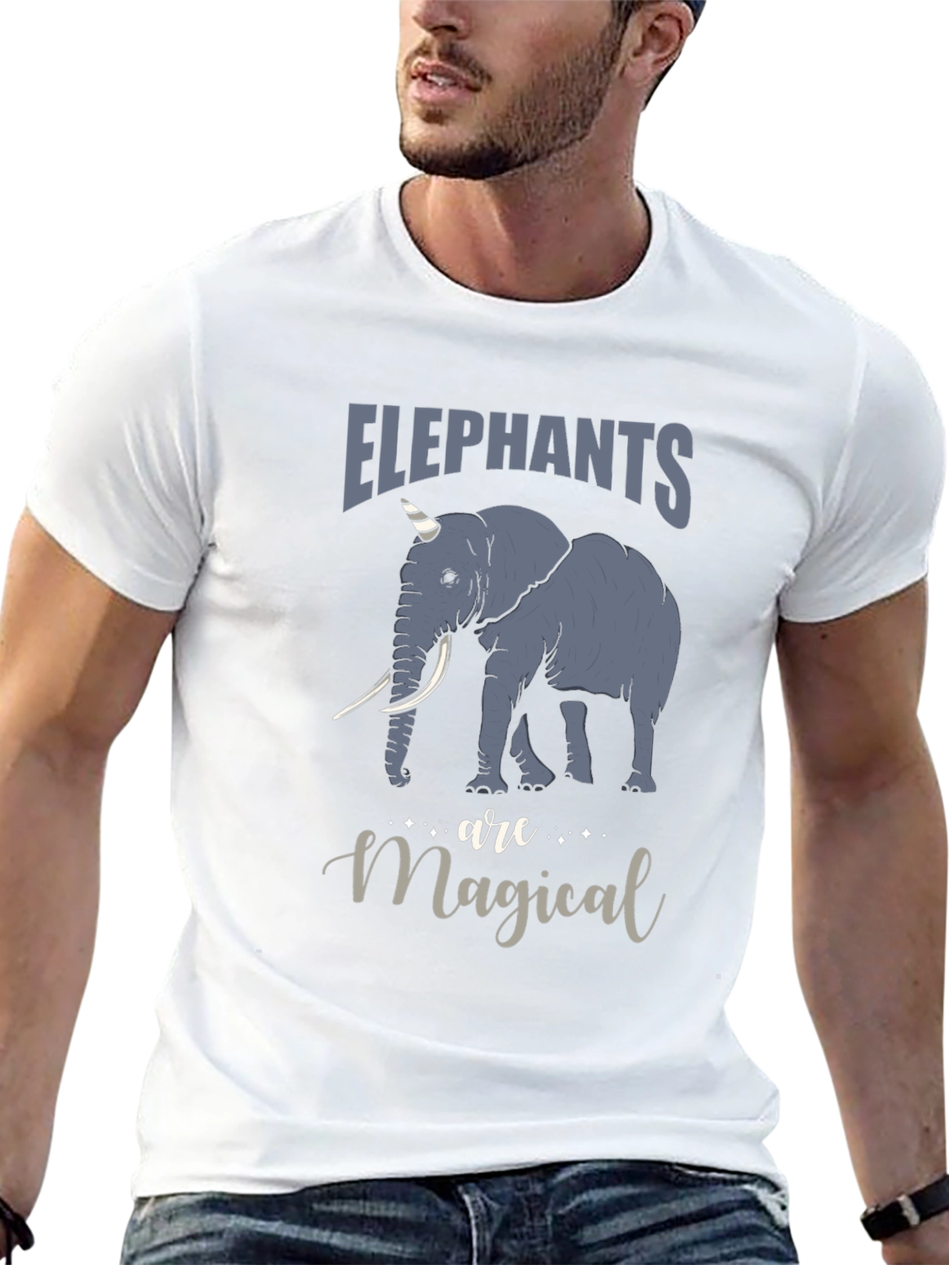 Elephant Unicorn Magical Mens Graphic T-Shirt