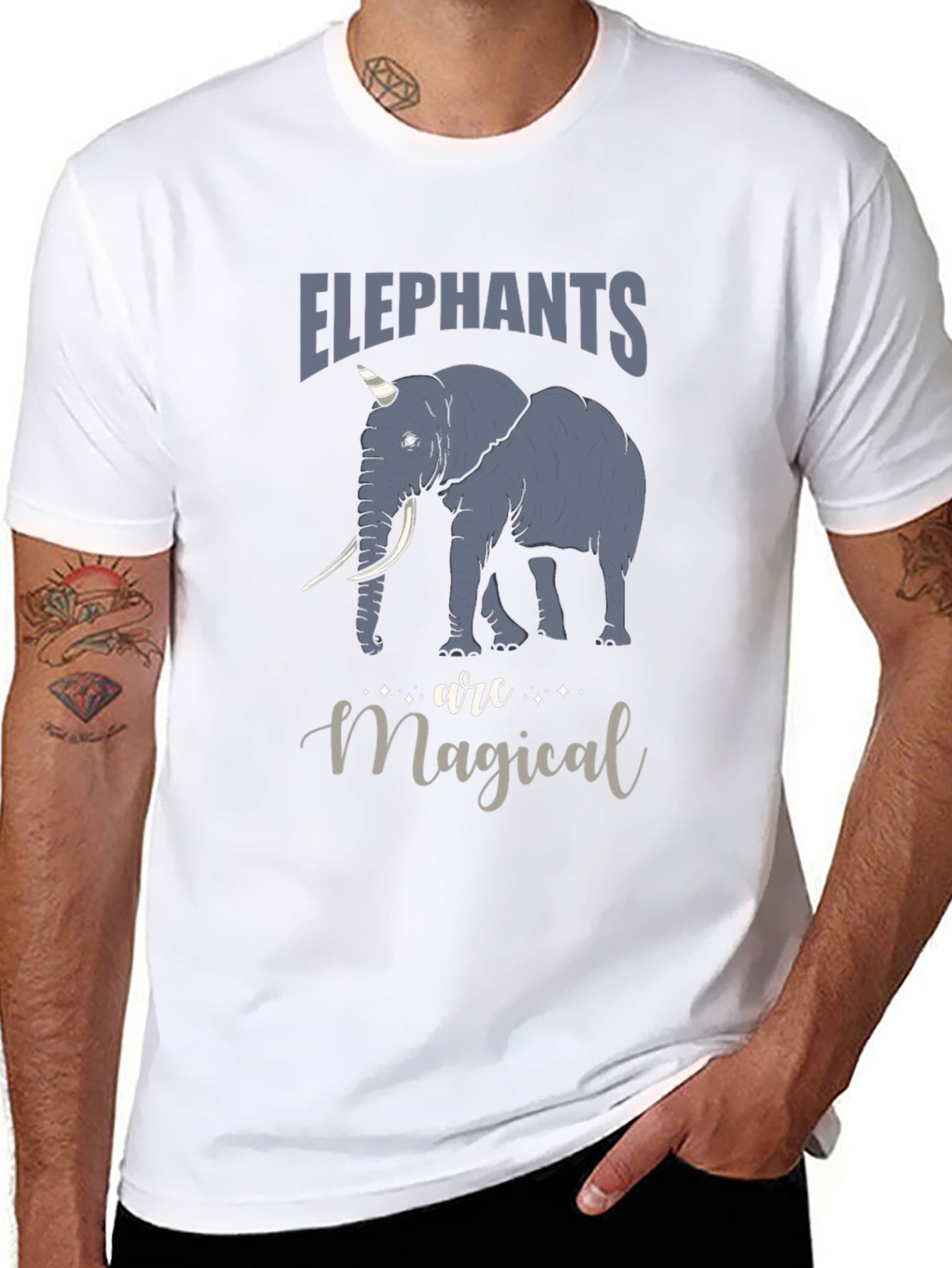 Elephant Unicorn Magical Mens Graphic T-Shirt
